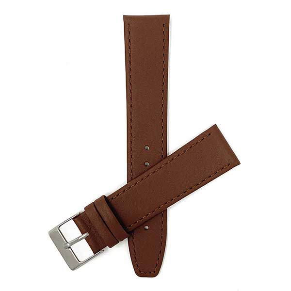 106 | Brown 22mm Classic Slim Leather Watch Band, Many Colors with Stitch 22mm / Brown