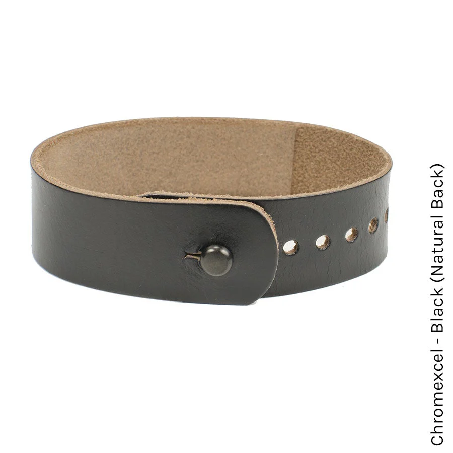 22mm button stud watchband (TWO pack) Chromexcel Natural & Chromexcel Black | Dial - Image 2