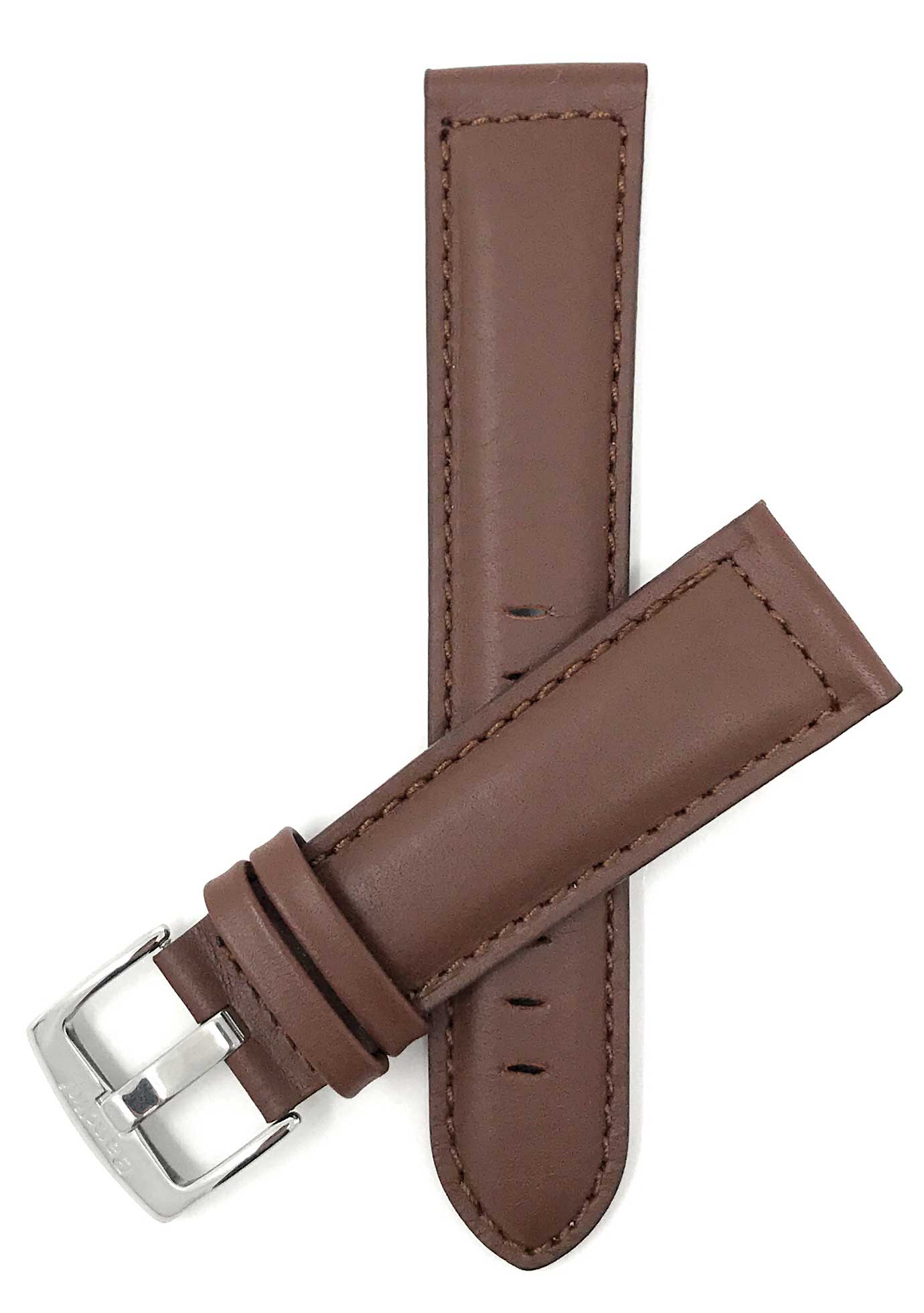 500 | 24mm Light Brown Italian Leather Watch Band - Classic - Padded 24mm / Light Brown / Silver Buckle | Dial