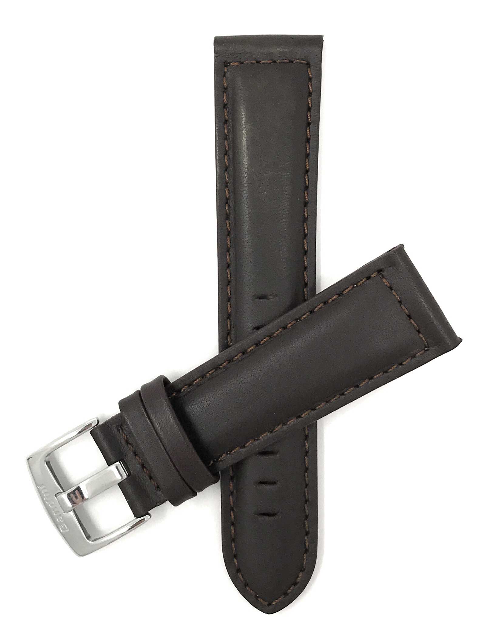 500 | 28mm Brown Italian Leather Watch Band - Classic - Padded 28mm / Brown / Silver Buckle | Dial