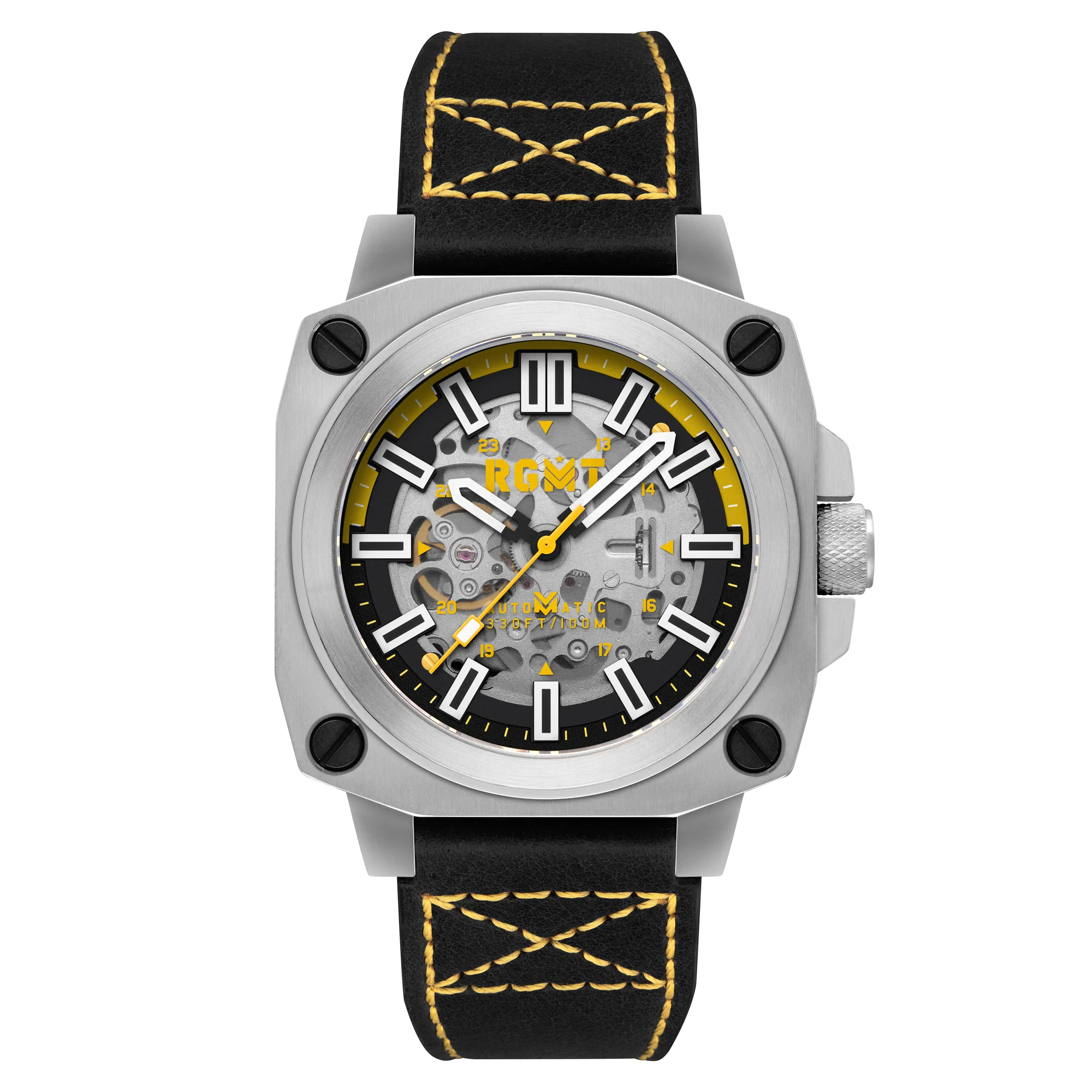 Altimeter Skeleton Automatic Black & Yellow / Leather | Black Dial