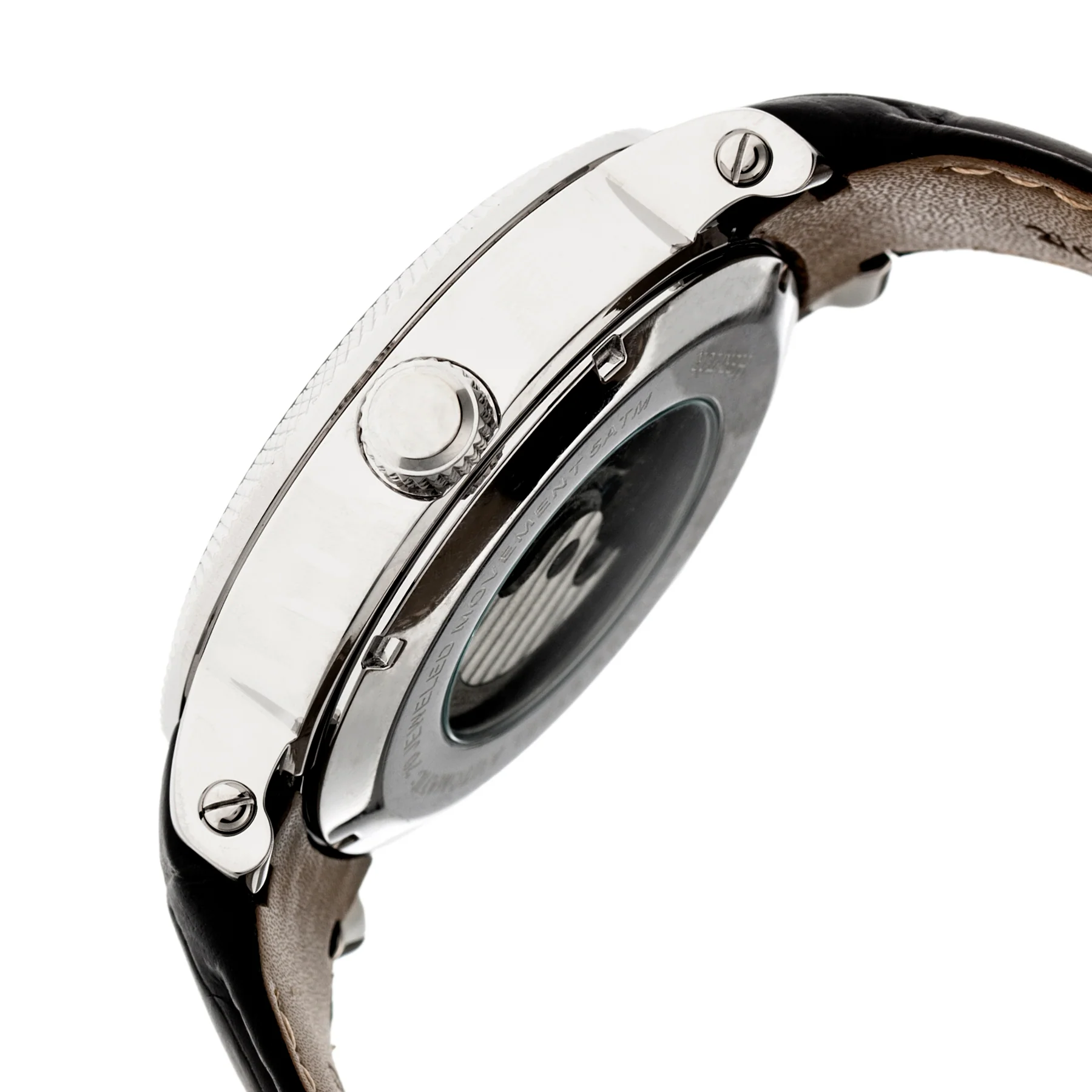 Automatic Aries Skeleton Leather Band Watch Black | Black Dial - Image 3