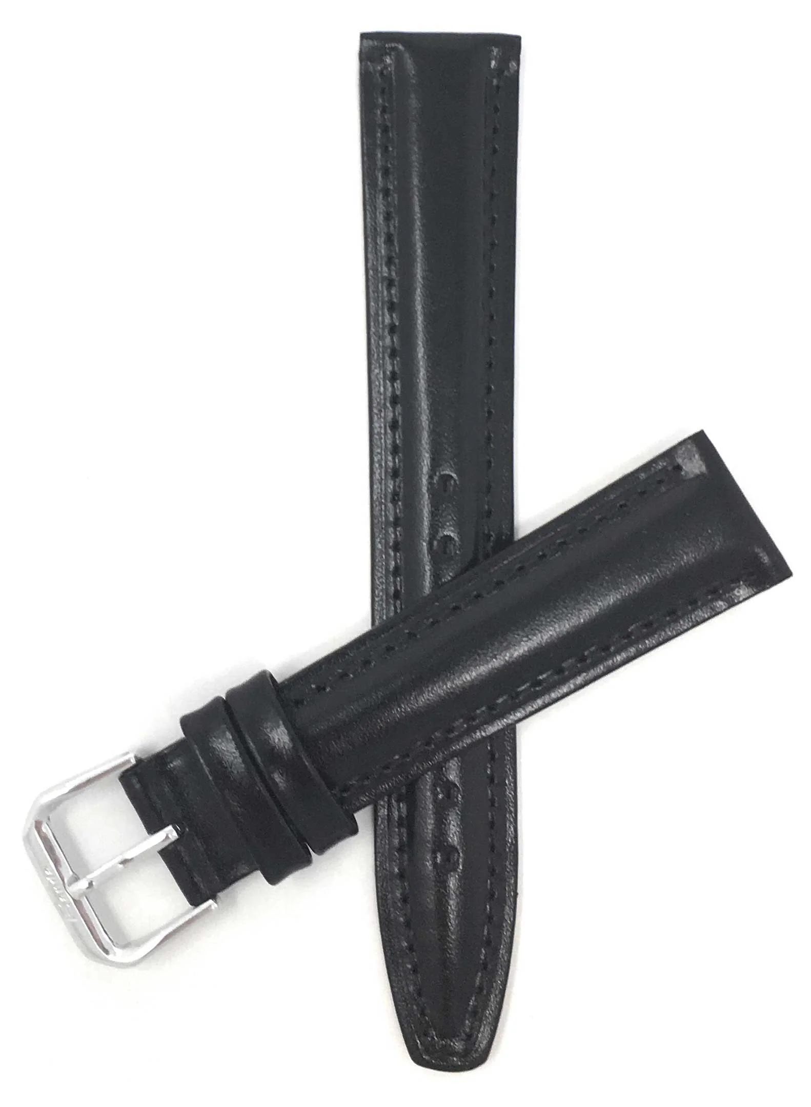 Bandini 20mm Extra long - Black Italian Leather Watch Band - Classic - Padded 20mm Extra long / Black / Silver Buckle | Dial