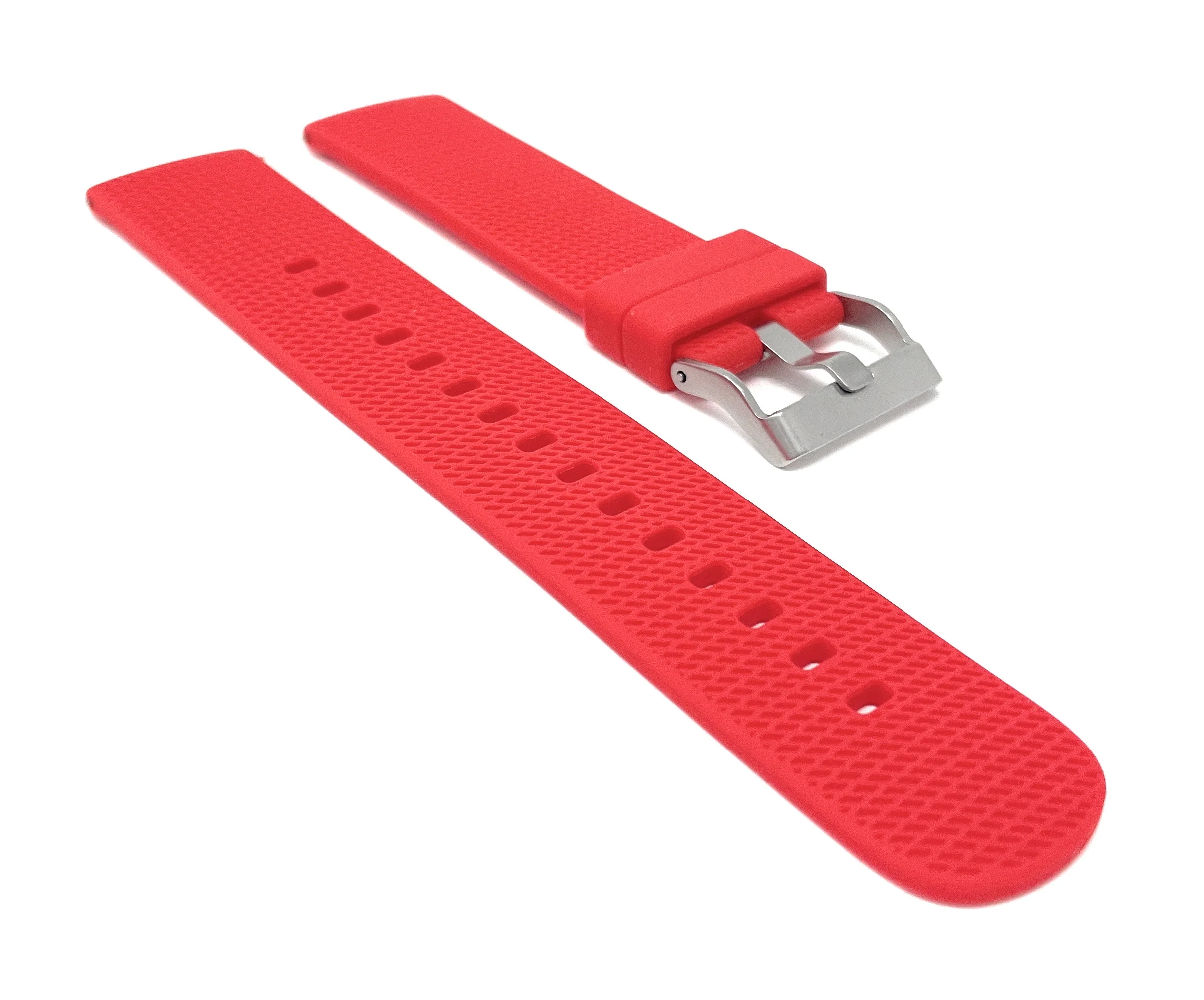 Bandini SIL.115 | Mens Quick Release Tire Tread Silicone Sports Watch Band, Waterproof, Red / 22mm 22mm / Red |  Dial - Image 4