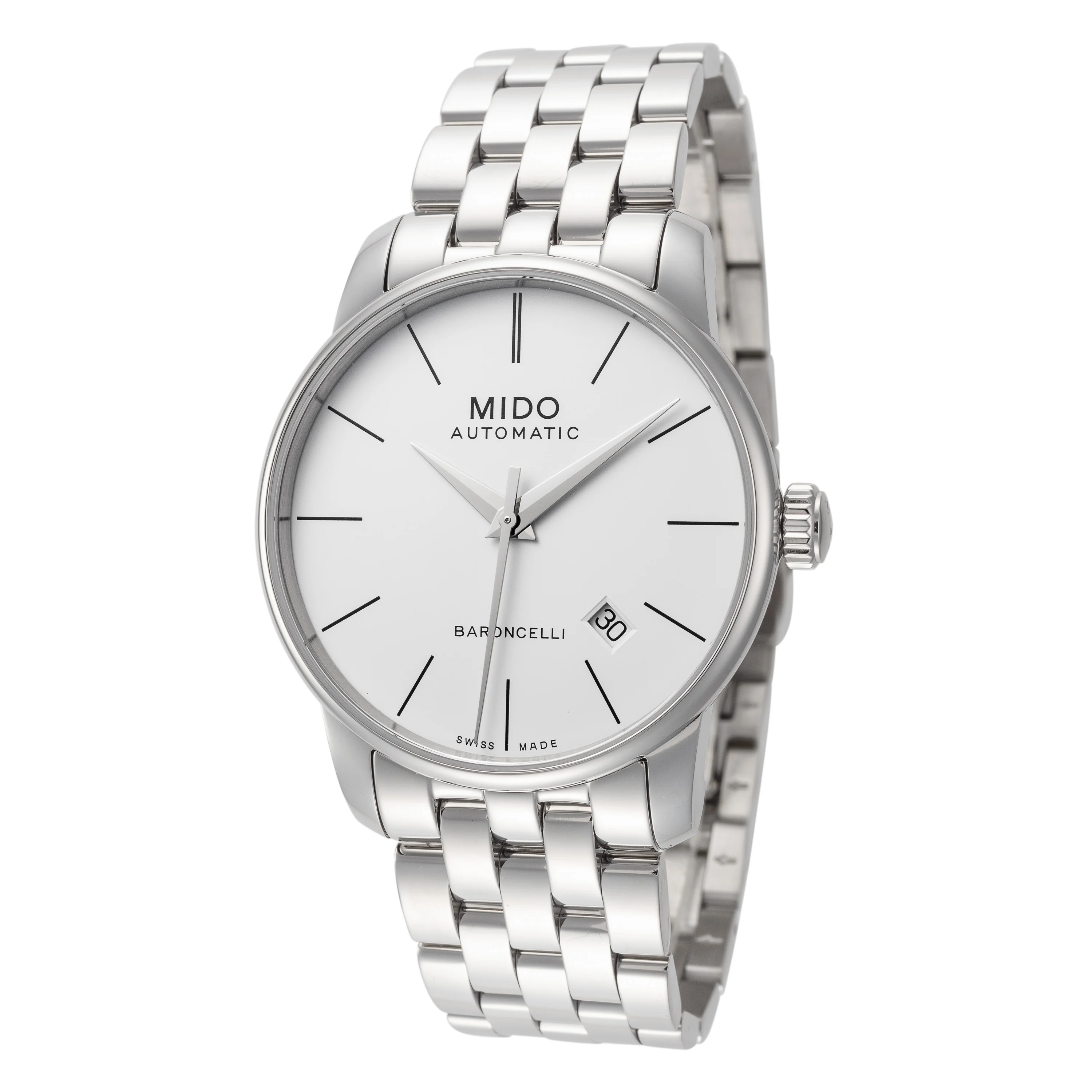 Baroncelli 38mm / White / Silver White Dial