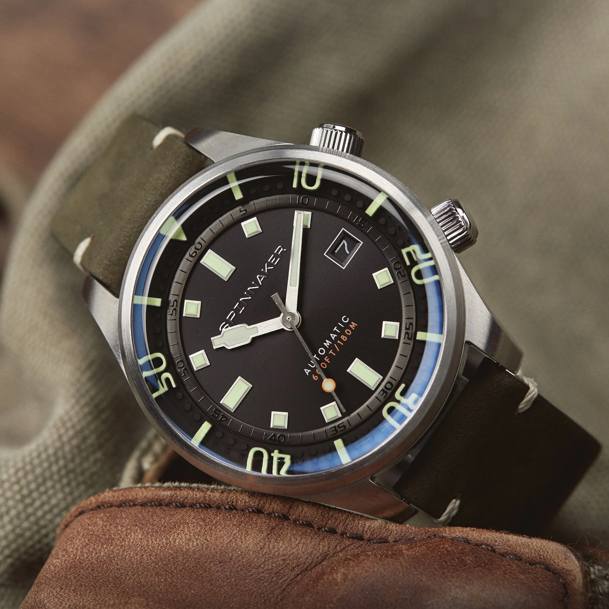 Bradner Black / Green / Leather | Black Dial - Image 9