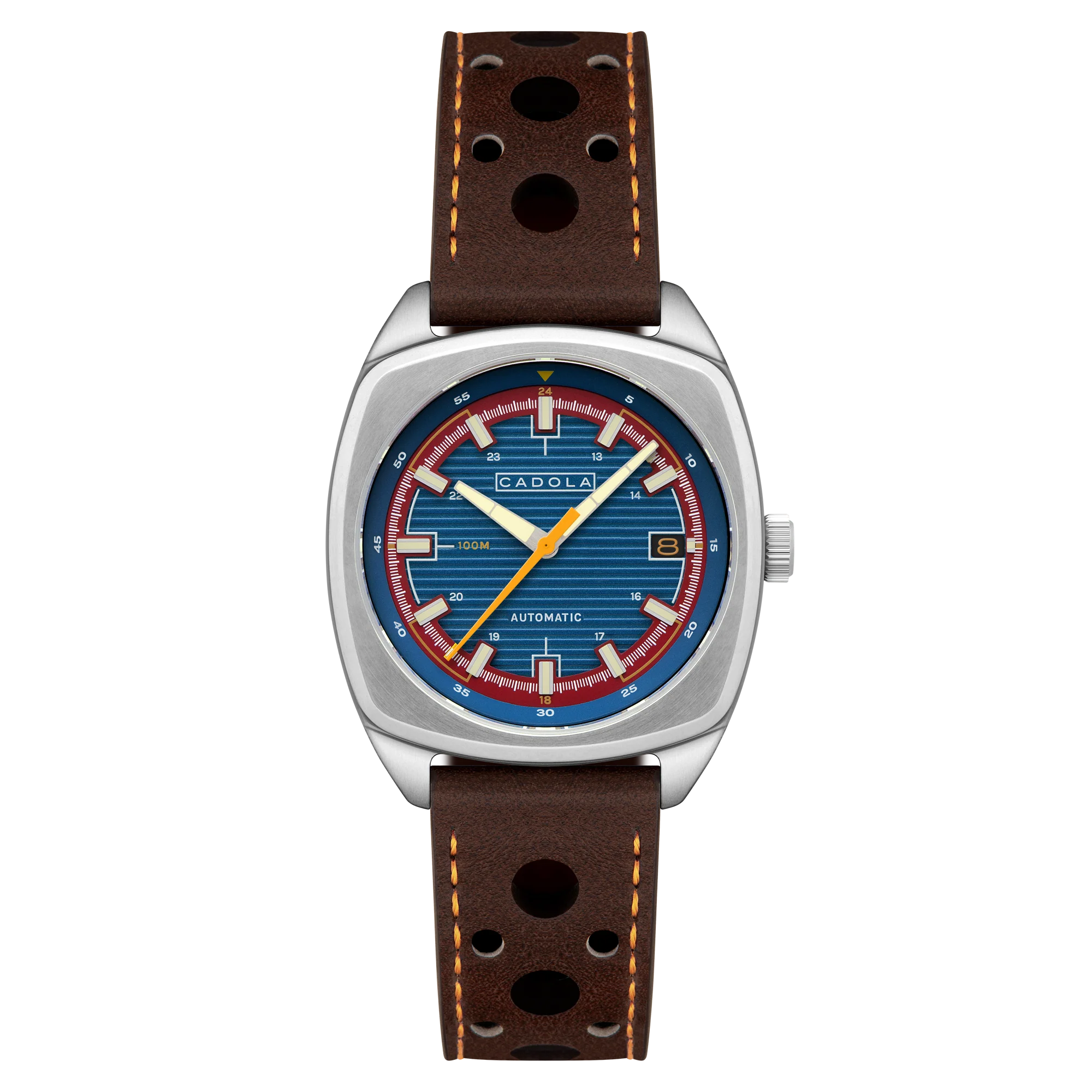 Buxton Automatic Blue/ Brown Leather | Blue Dial