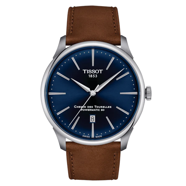 Chemin des Tourelles 39mm / Blue / Brown Blue Dial