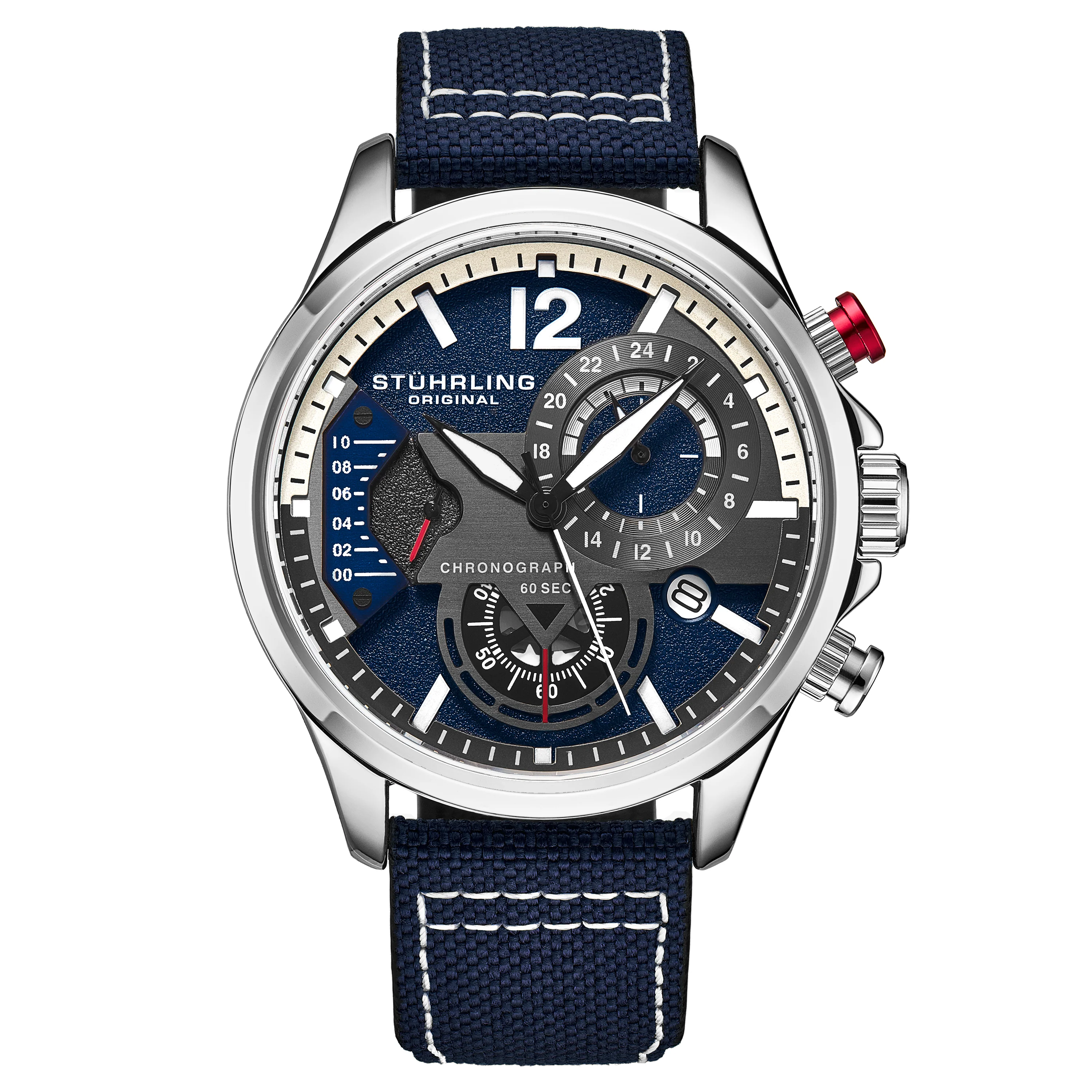 Cordura Quartz 45mm Aviator Blue/Leather | Blue Dial