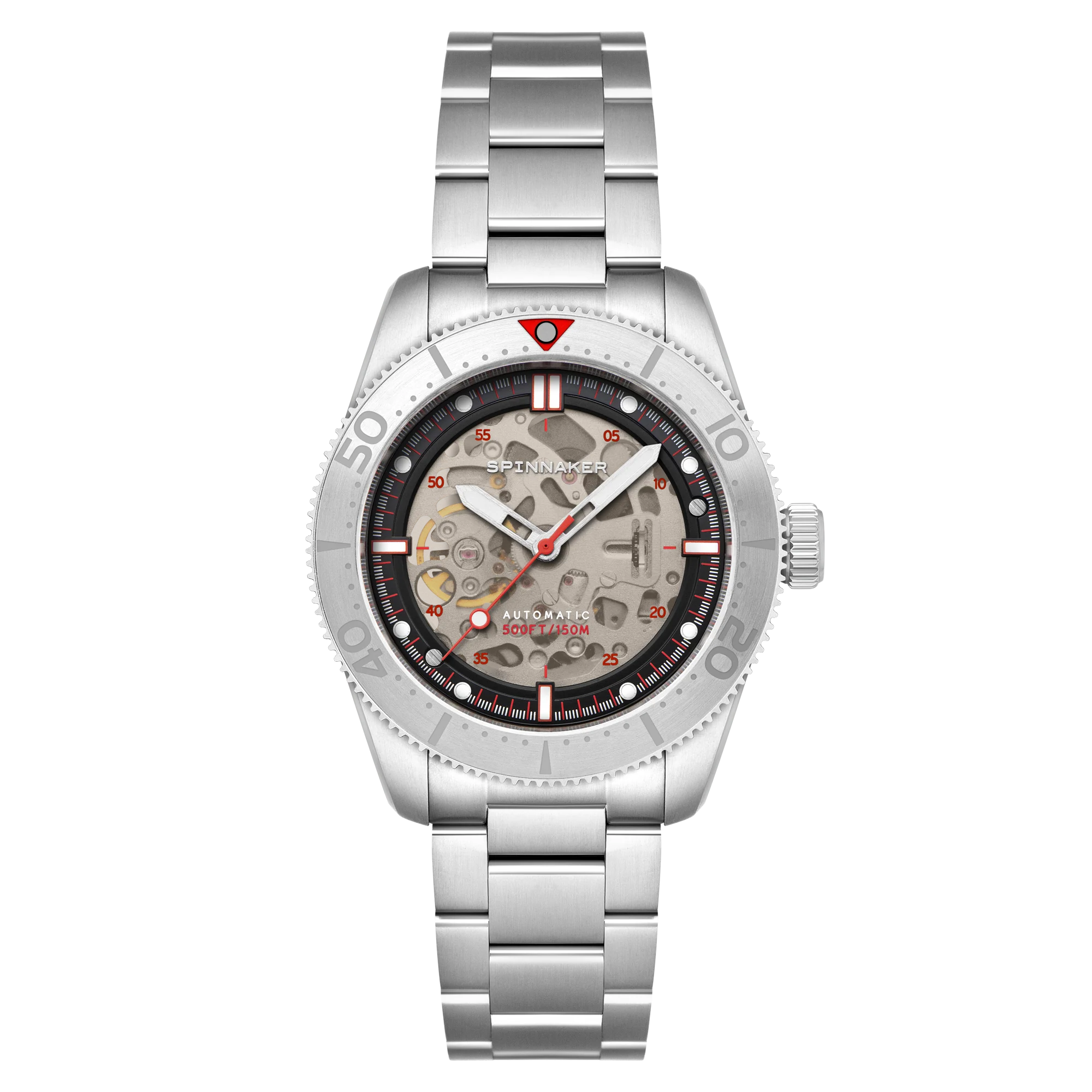 Croft 42 Skeleton Automatic Silver & Red / Stainless Steel | Black Dial