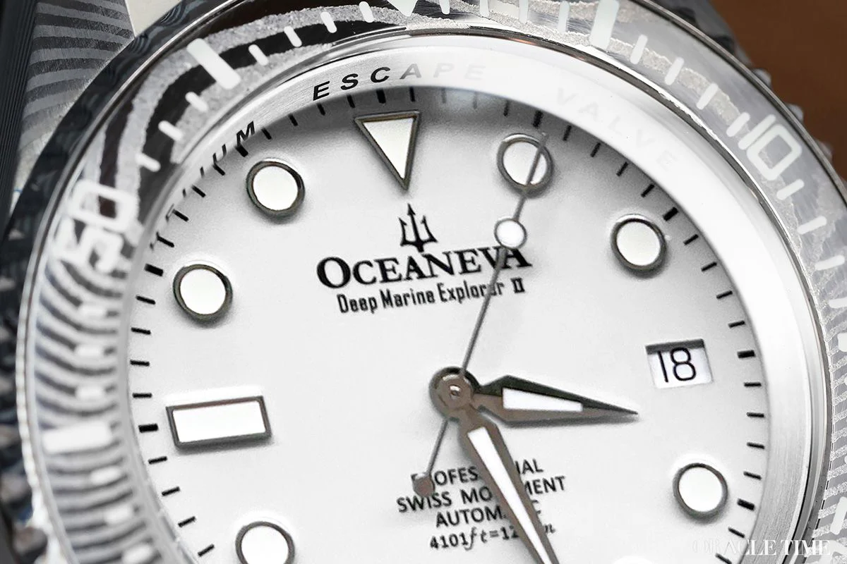 Oceaneva Damascus Swiss Automatic SW200 Deep Marine Explorer II (Damascus/White Dial) - Image 42