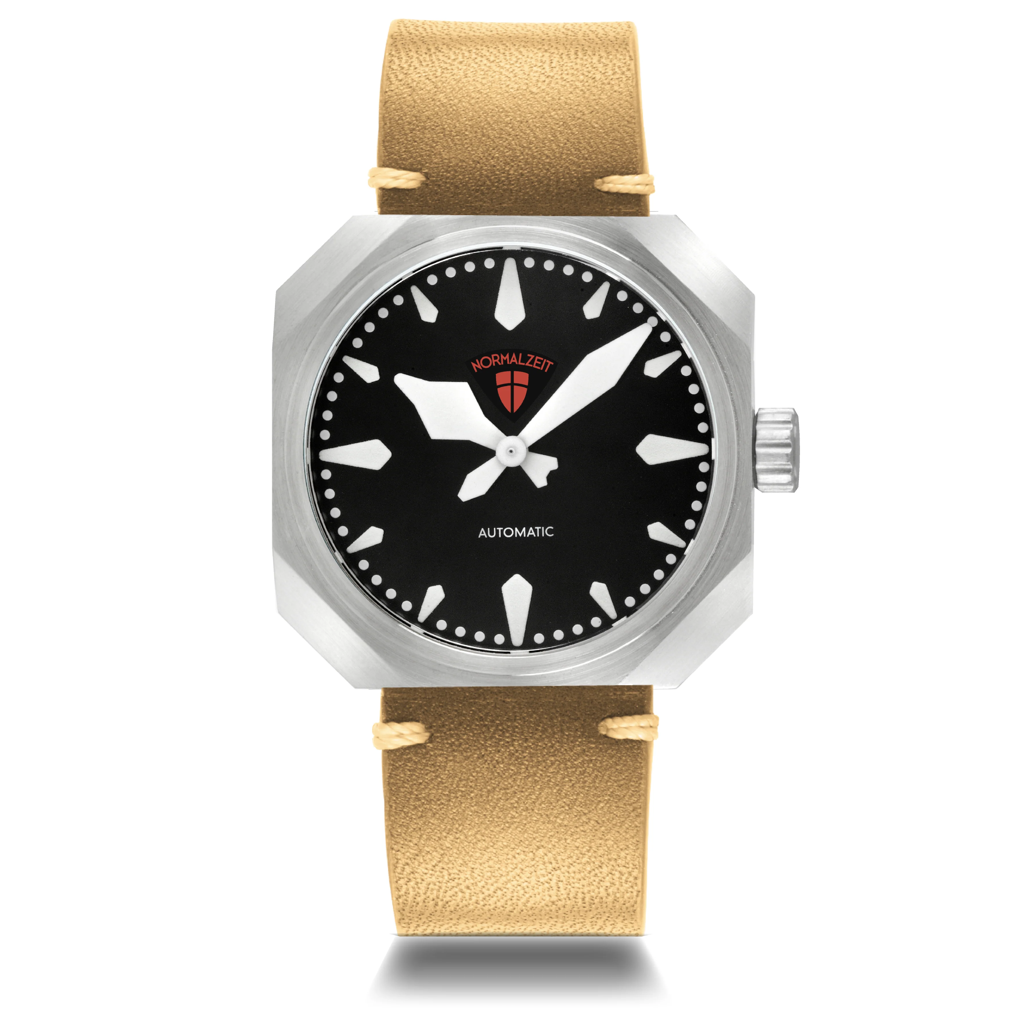 Der General Stainless Steel / Tan Leather Strap | Black Dial