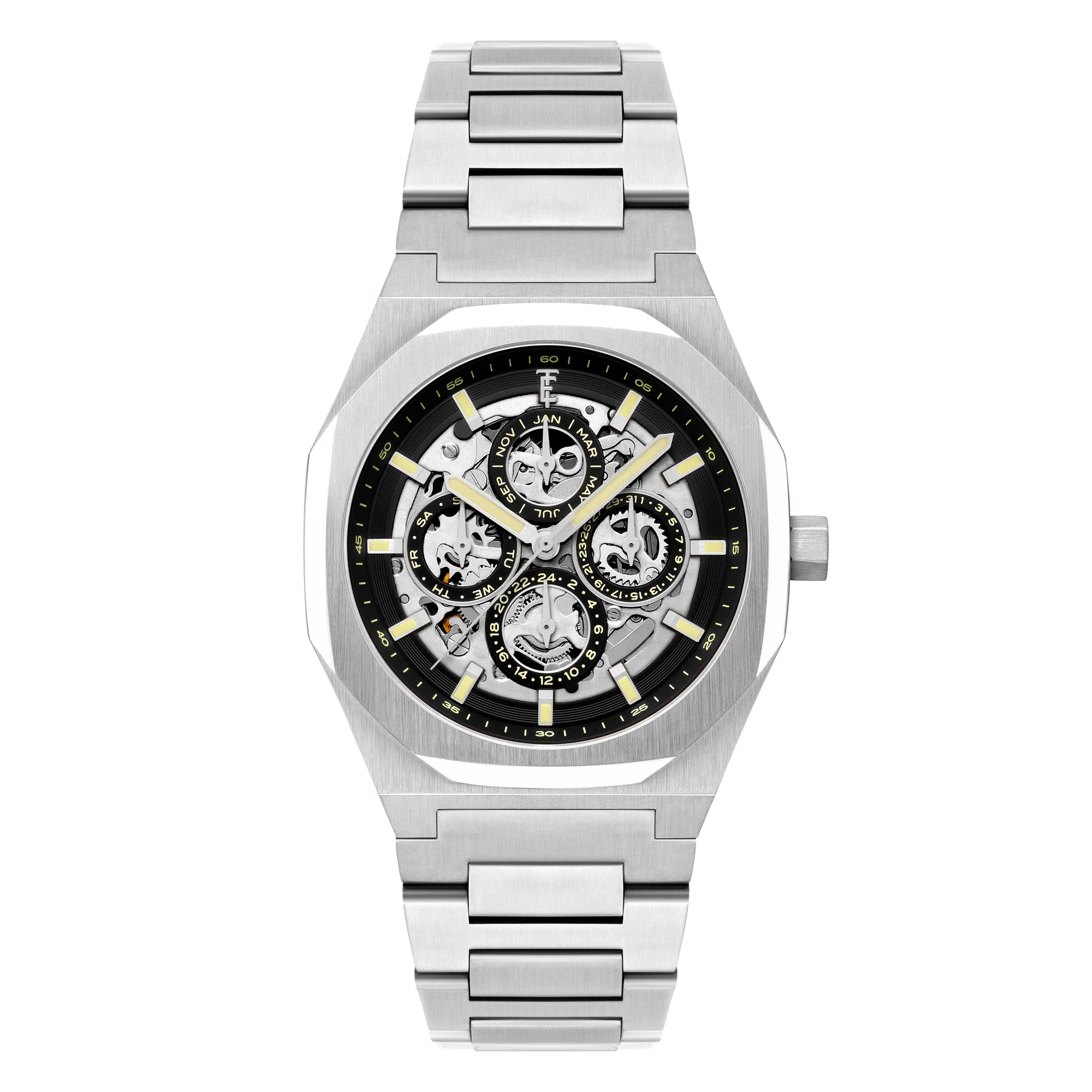 Discovery Drake Triple Calendar Skeleton Automatic Black / Stainless Steel | Black Dial