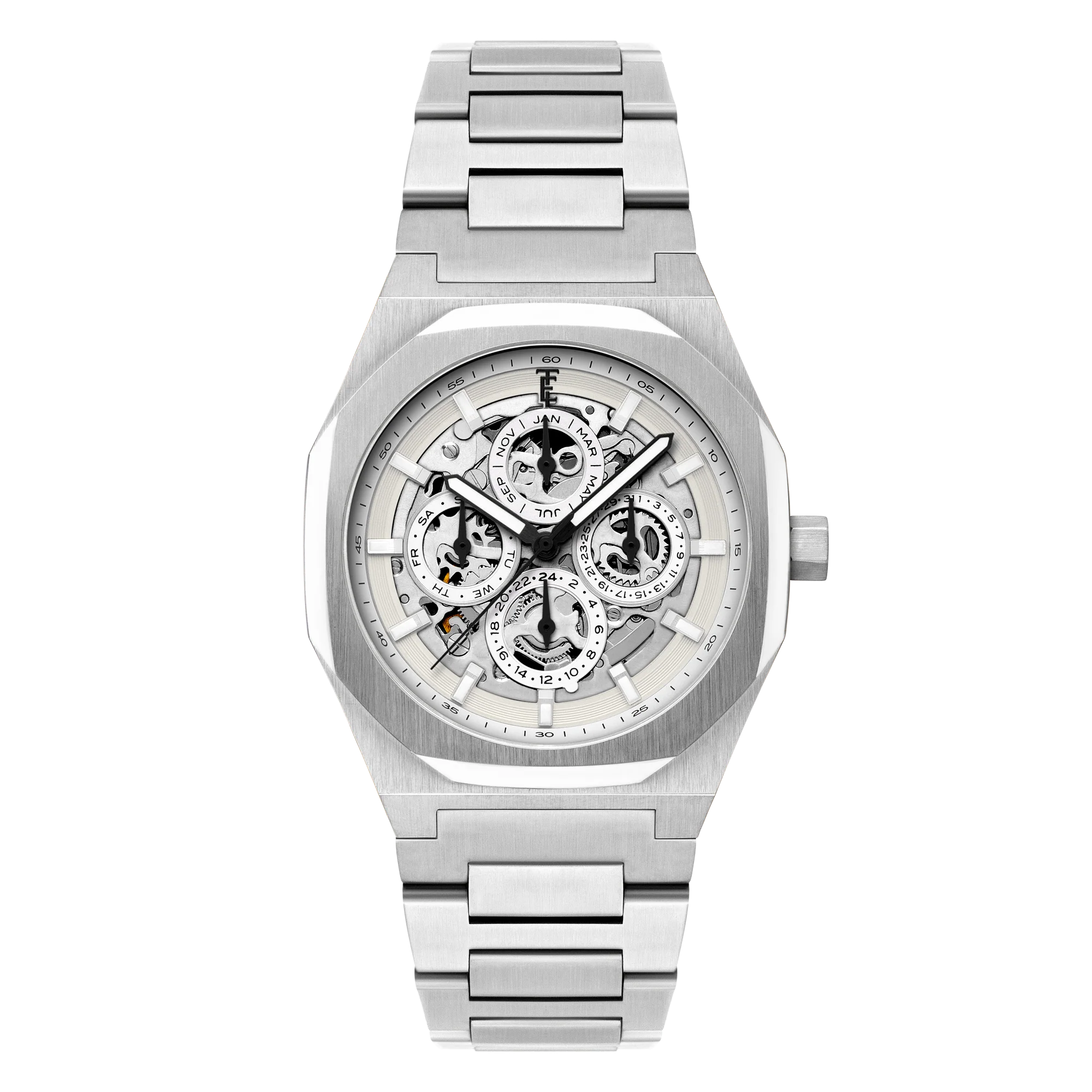 Discovery Drake Triple Calendar Skeleton Automatic White / Stainless Steel | White Dial