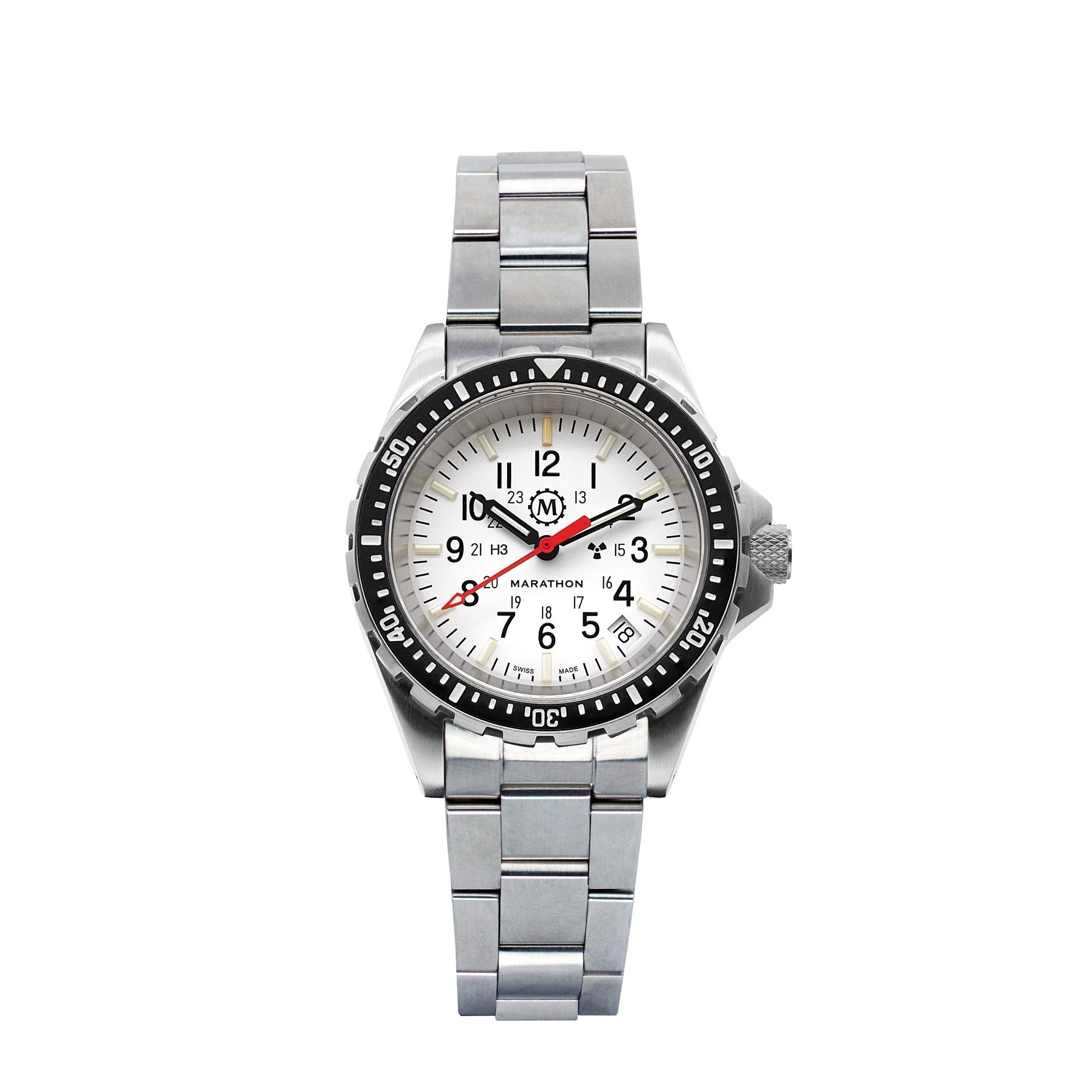 Divers Medium Search and Rescue Quartz White NGM/Steel Bracelet | Arctic White Dial