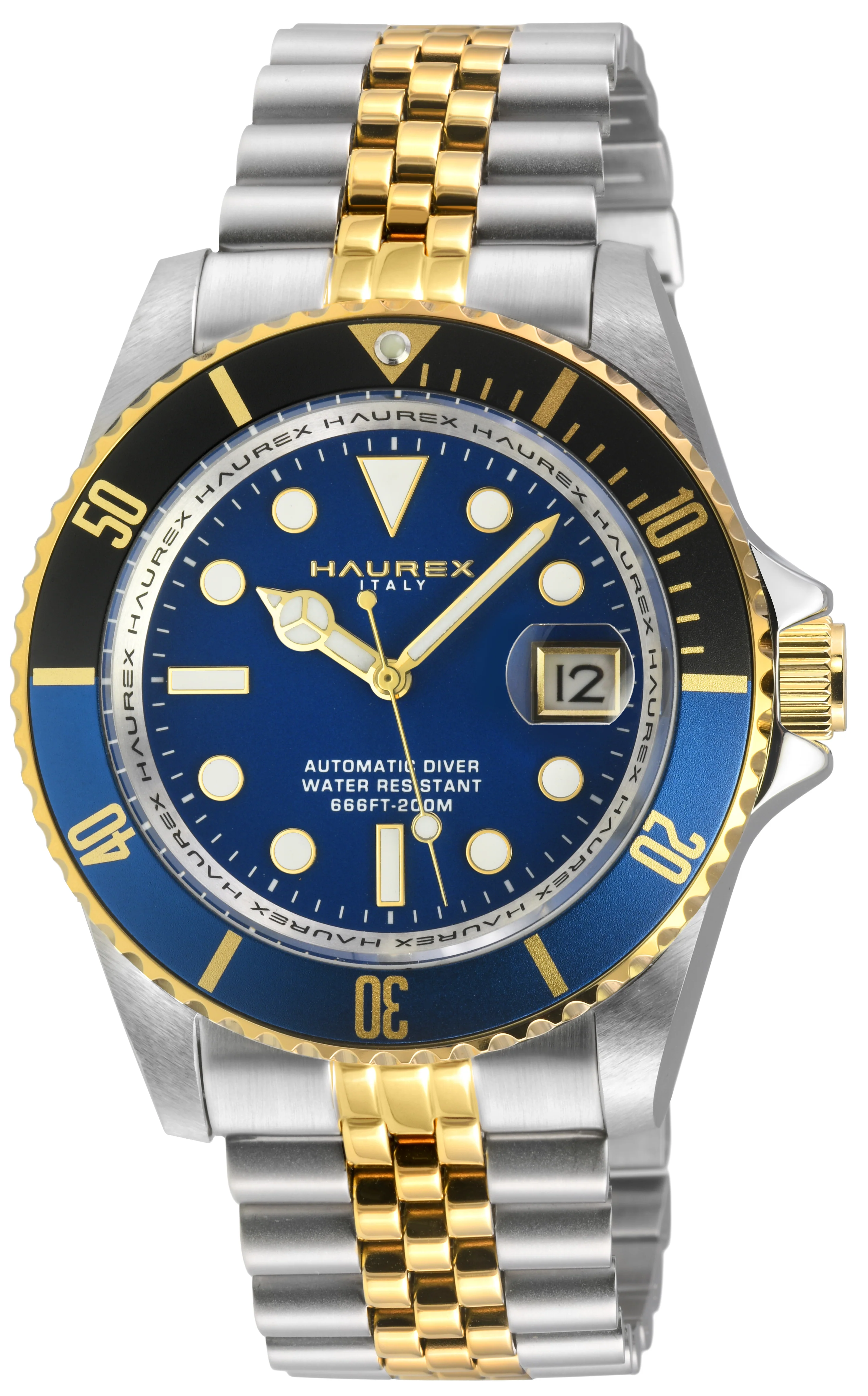 Eterno SS/IPYG Case, Black/Blue Bezel, Blue Dial, SS/IPYG Two toned Stainless Steel Bracelet | Blue Dial