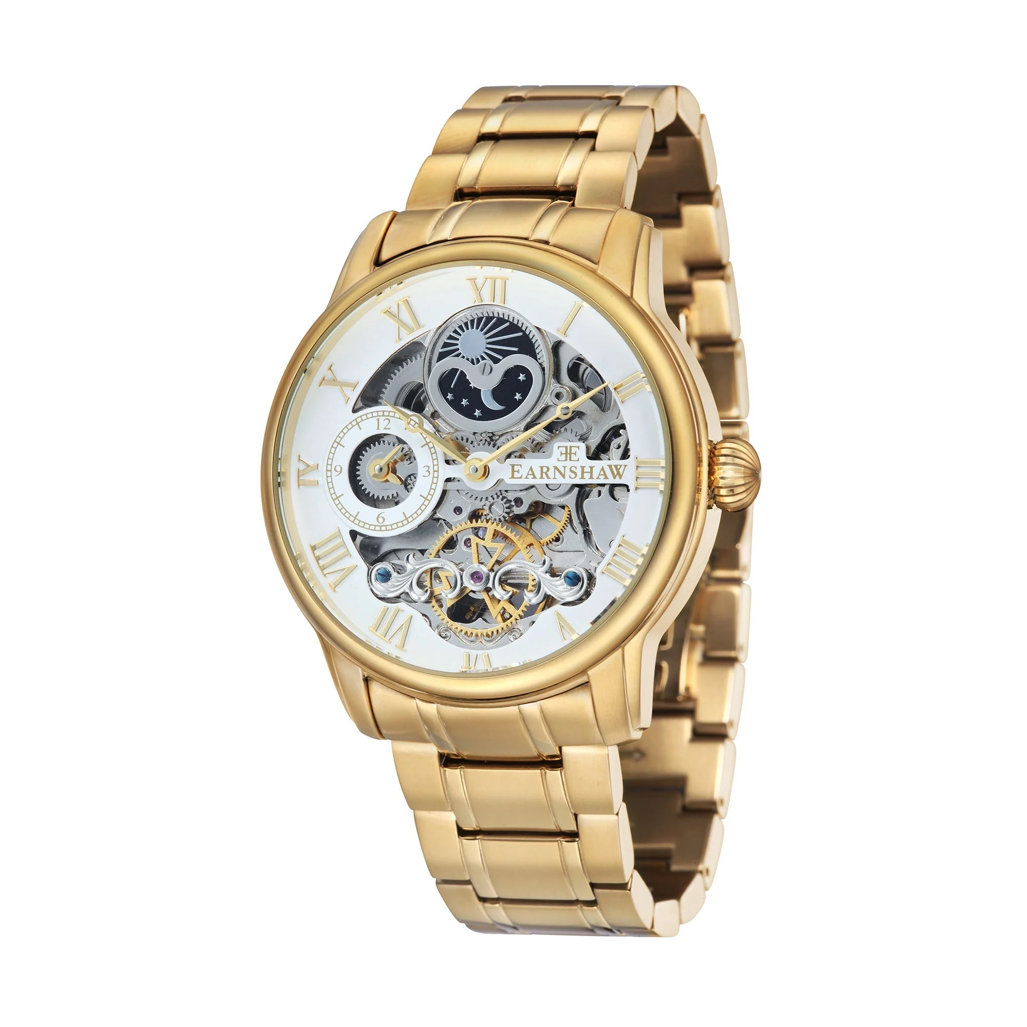 Longitude Automatic Skeleton Watch White & Ionic Plating Gold / Solid bracelet | White Dial