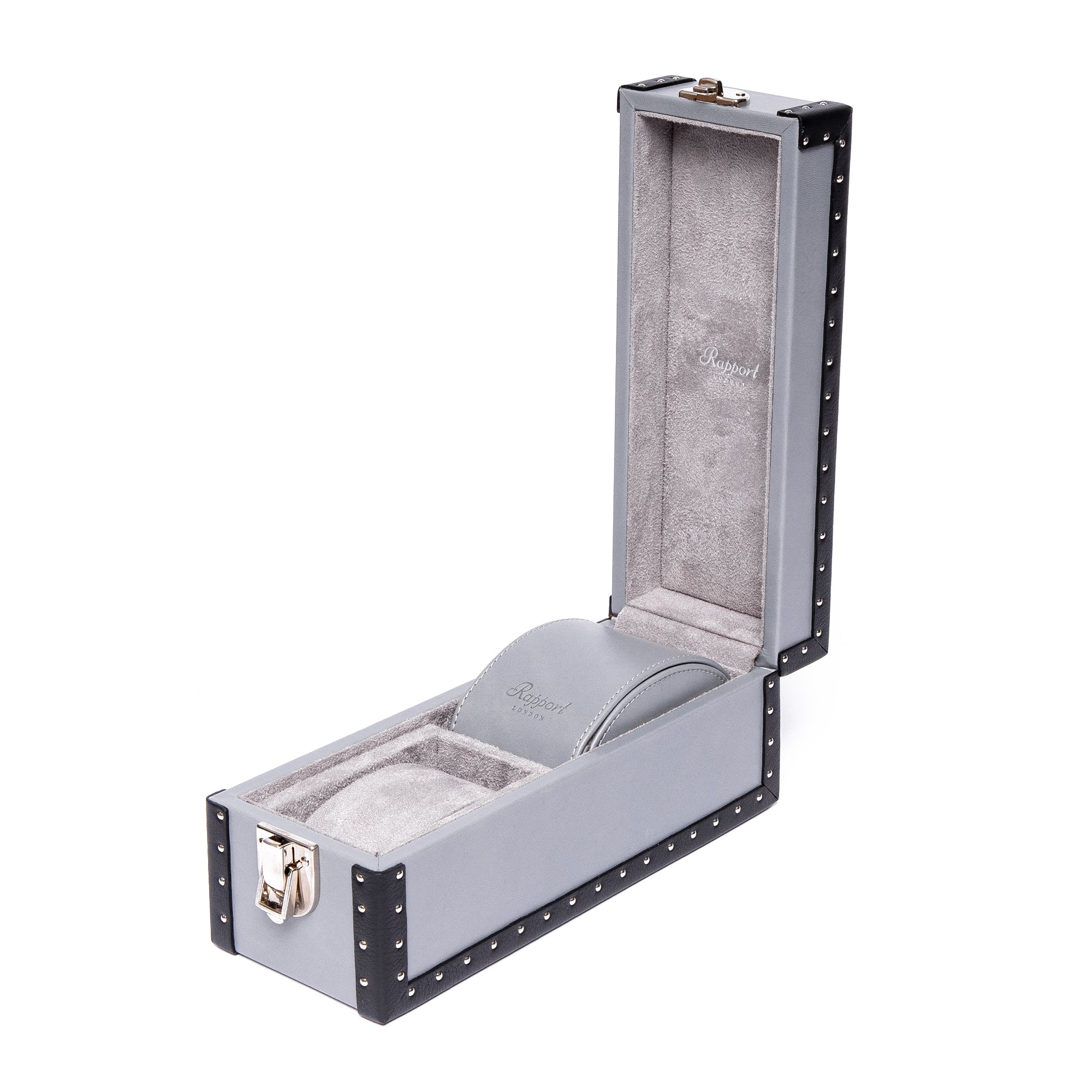 Kensington Leather Two-Watch Box Grey - Image 3