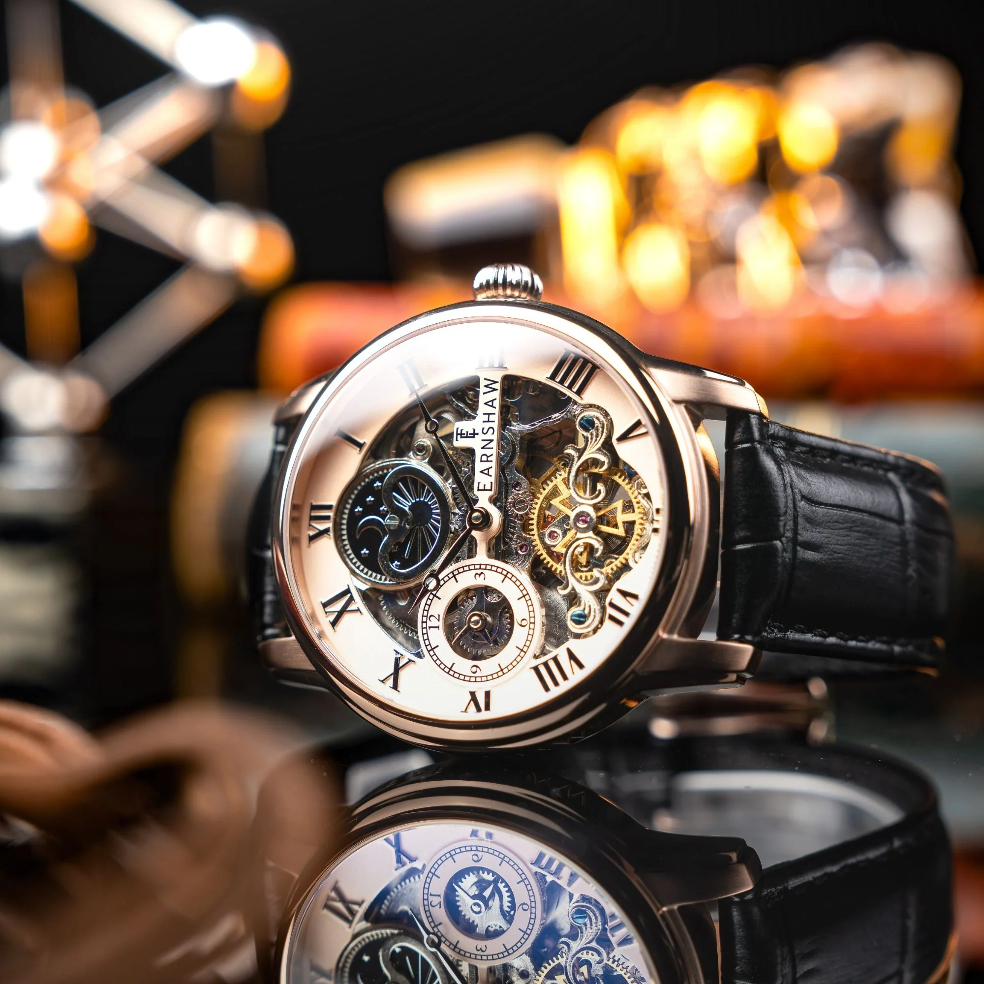 Longitude Automatic Skeleton Rose Gold / Black Leather | Rose Gold Dial - Image 2