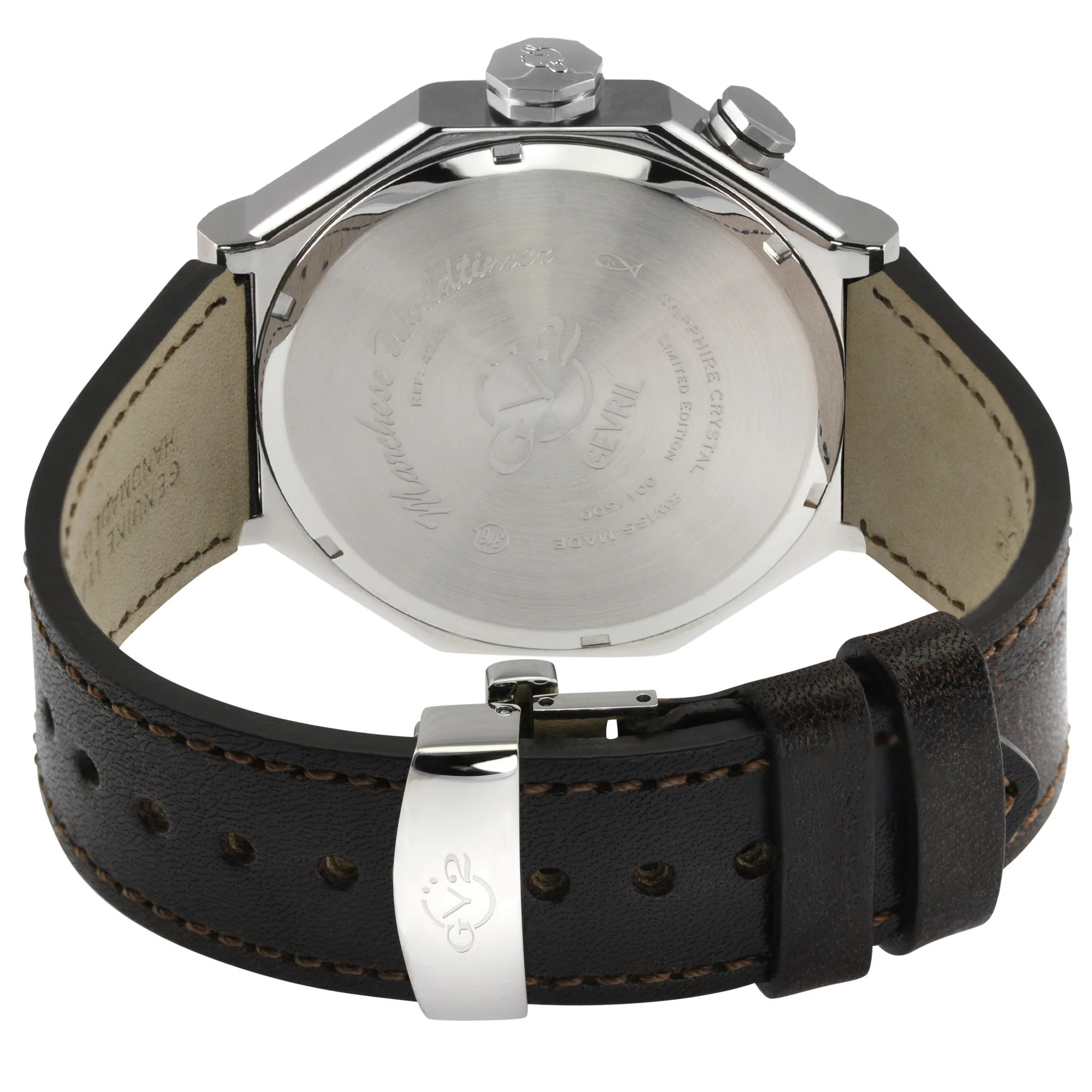 Marchese GV2 Men's Marchese IPYG Case, Silver Dial Watch, Brown Handmade  Italian Leather Strap | Silver Dial - Image 3
