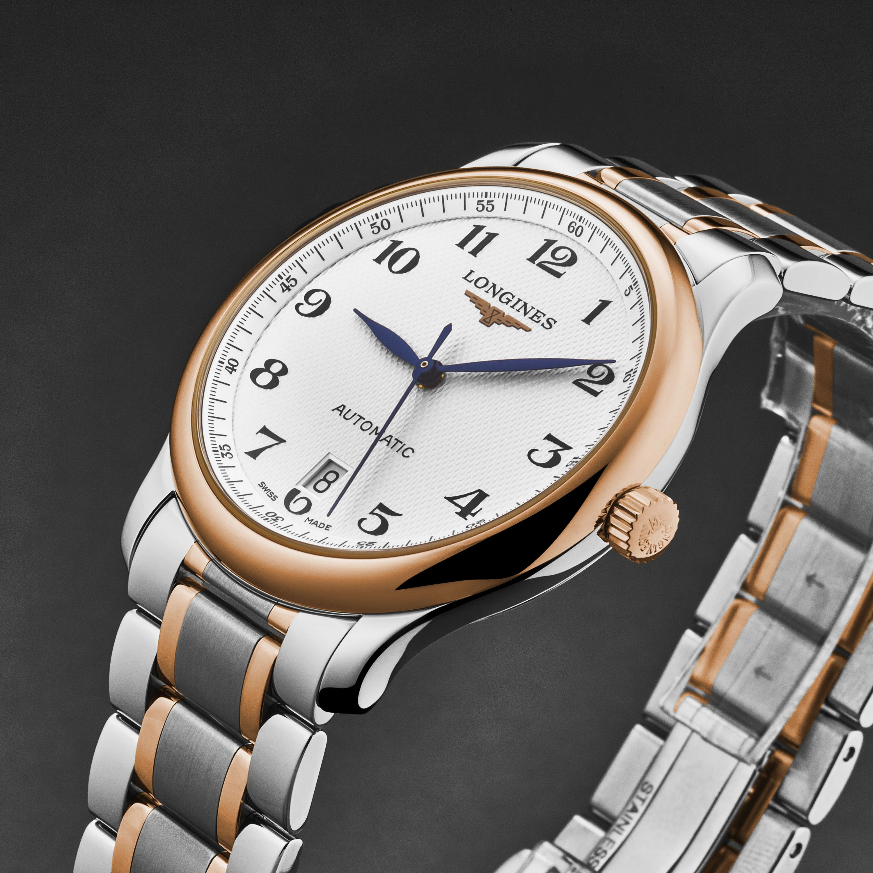Master Collection Silver with barleycorn texture / Stainless Steel & Rose Gold Silver with barleycorn texture Dial - Image 2