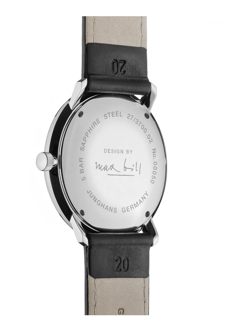 Max Bill Handaufzug Silver Dial / Black Leather Strap Silver Dial - Image 3