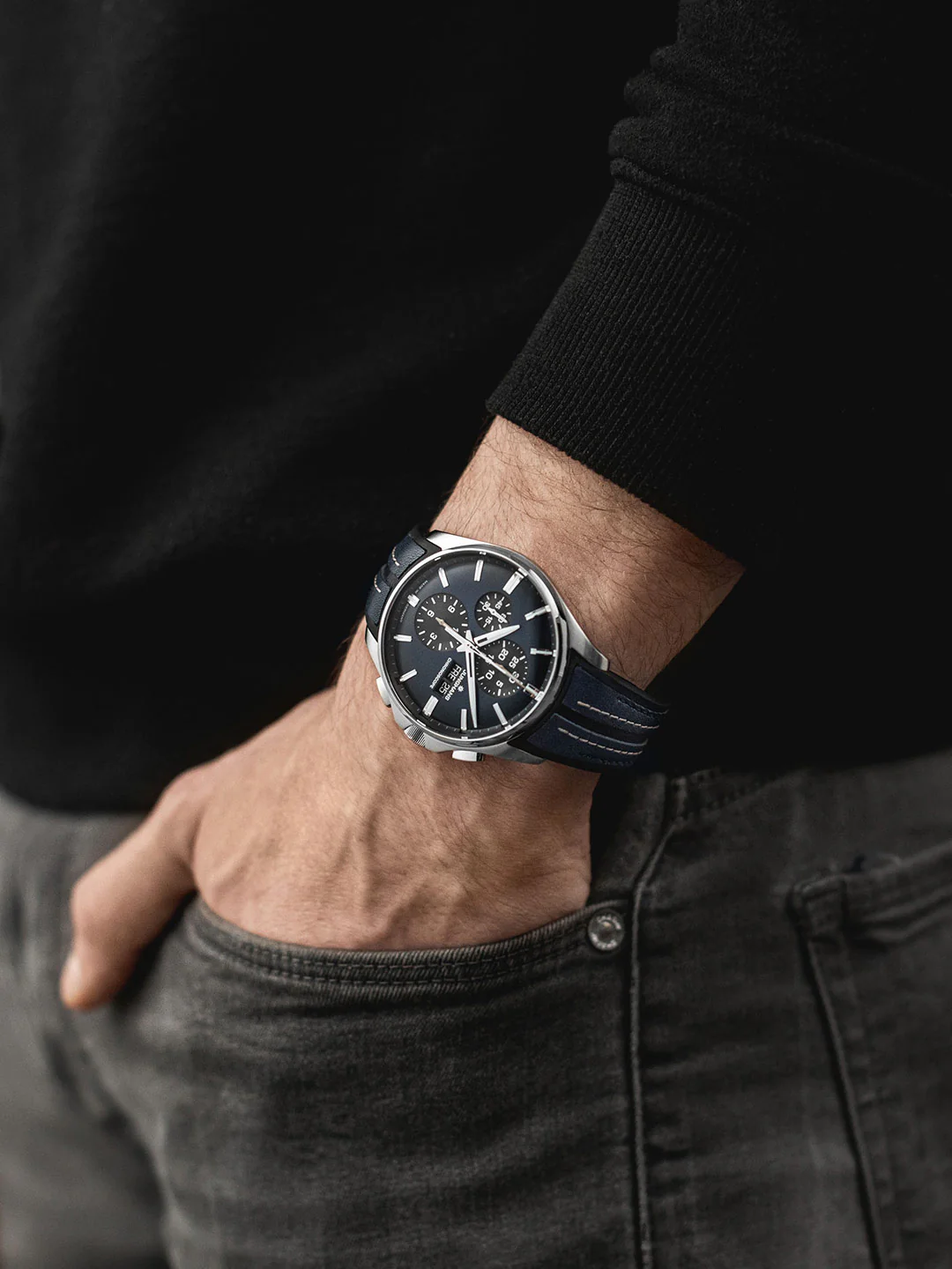 Meister S Chronoscope Midnight Blue Dial / Blue-Black Rubber-Leather Strap Dark Blue Dial - Image 3