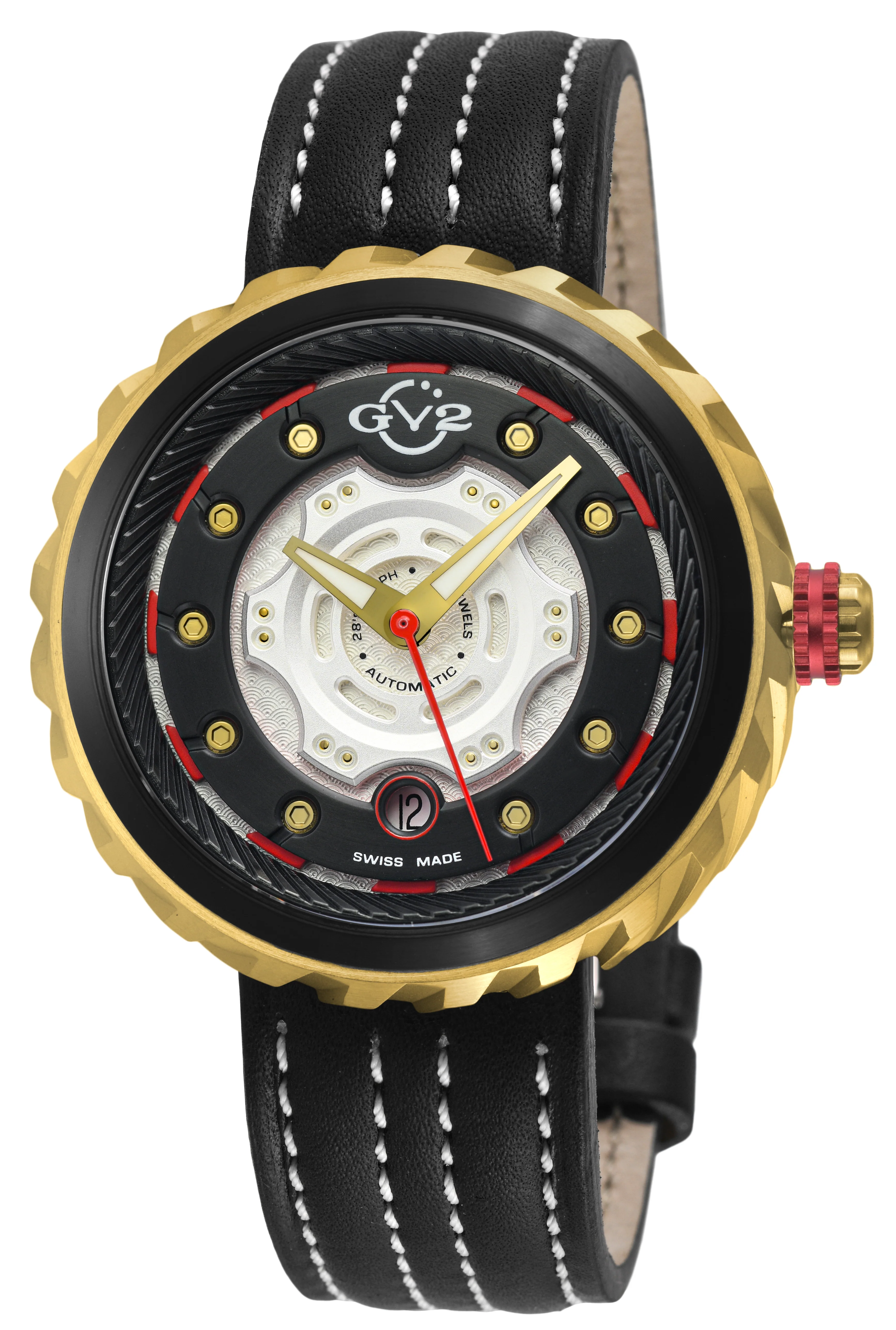 Motorcycle - Sport GV2 Swiss Made Automatic, Black Dial with multi-layers represents a motorcycle disc braking system Black Dial
