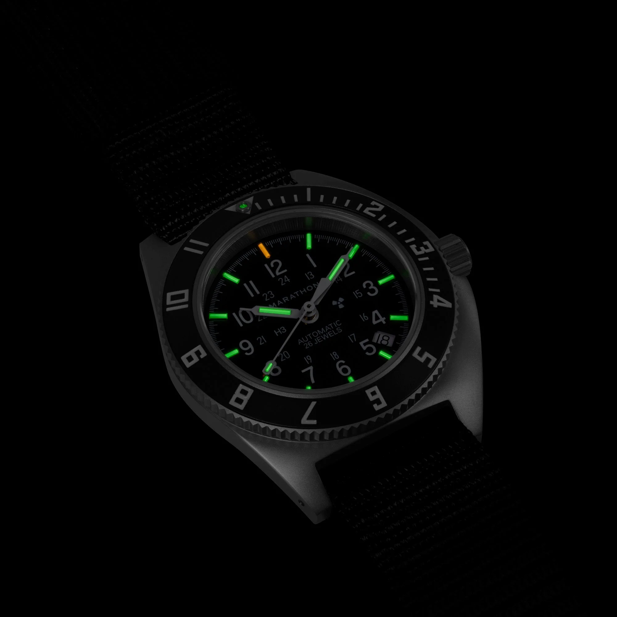 NAV, DATE, AUTO, SAPH, NGM, COL: SS/BKBK NYLON 12" AUTO SSNAV With Date on 12 Ballistic | Black Dial - Image 4