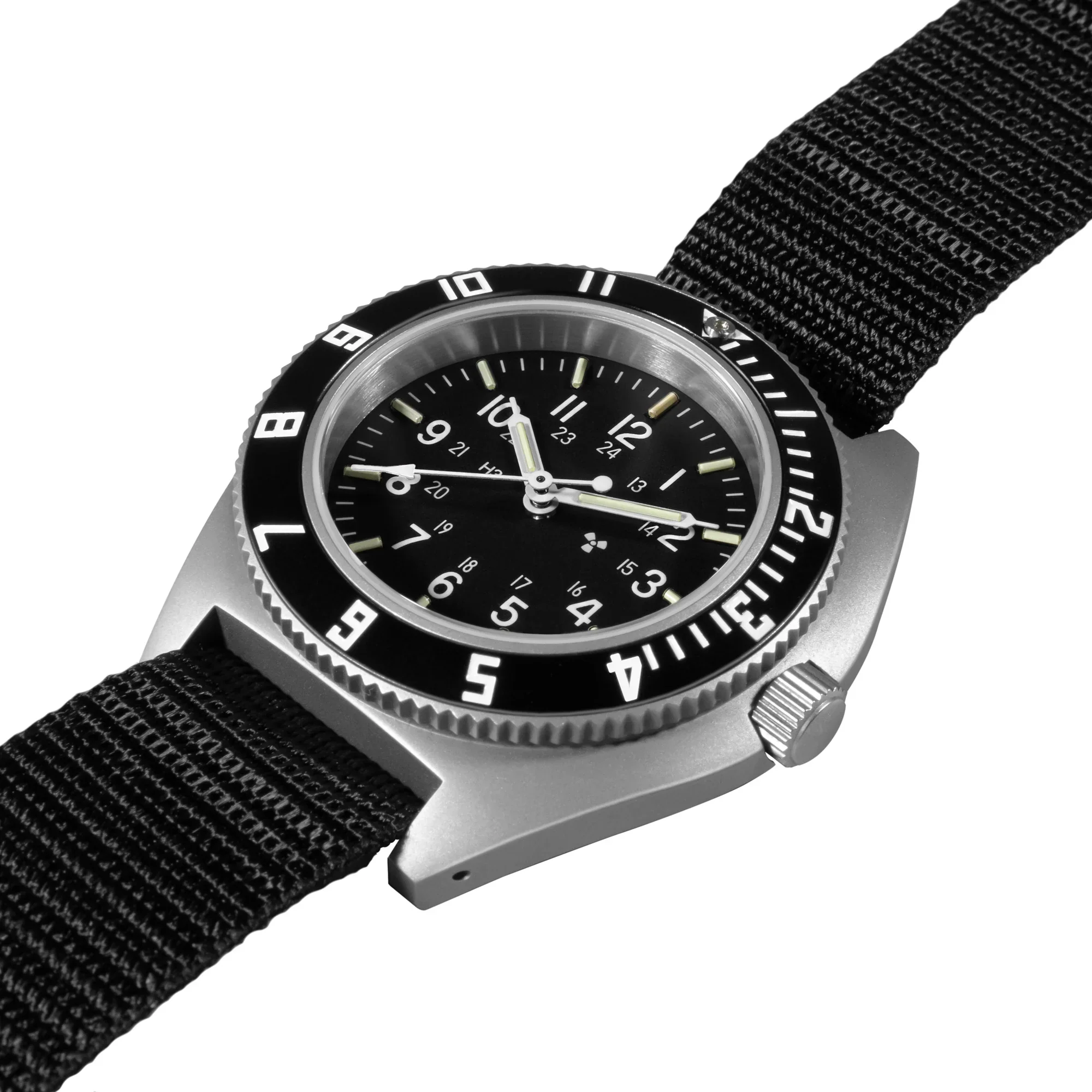 NAV, QUARTZ, SAPH, STE, COL: SS/BKBK NYLON 11" Black Sterile/Nylon | Black Dial - Image 2