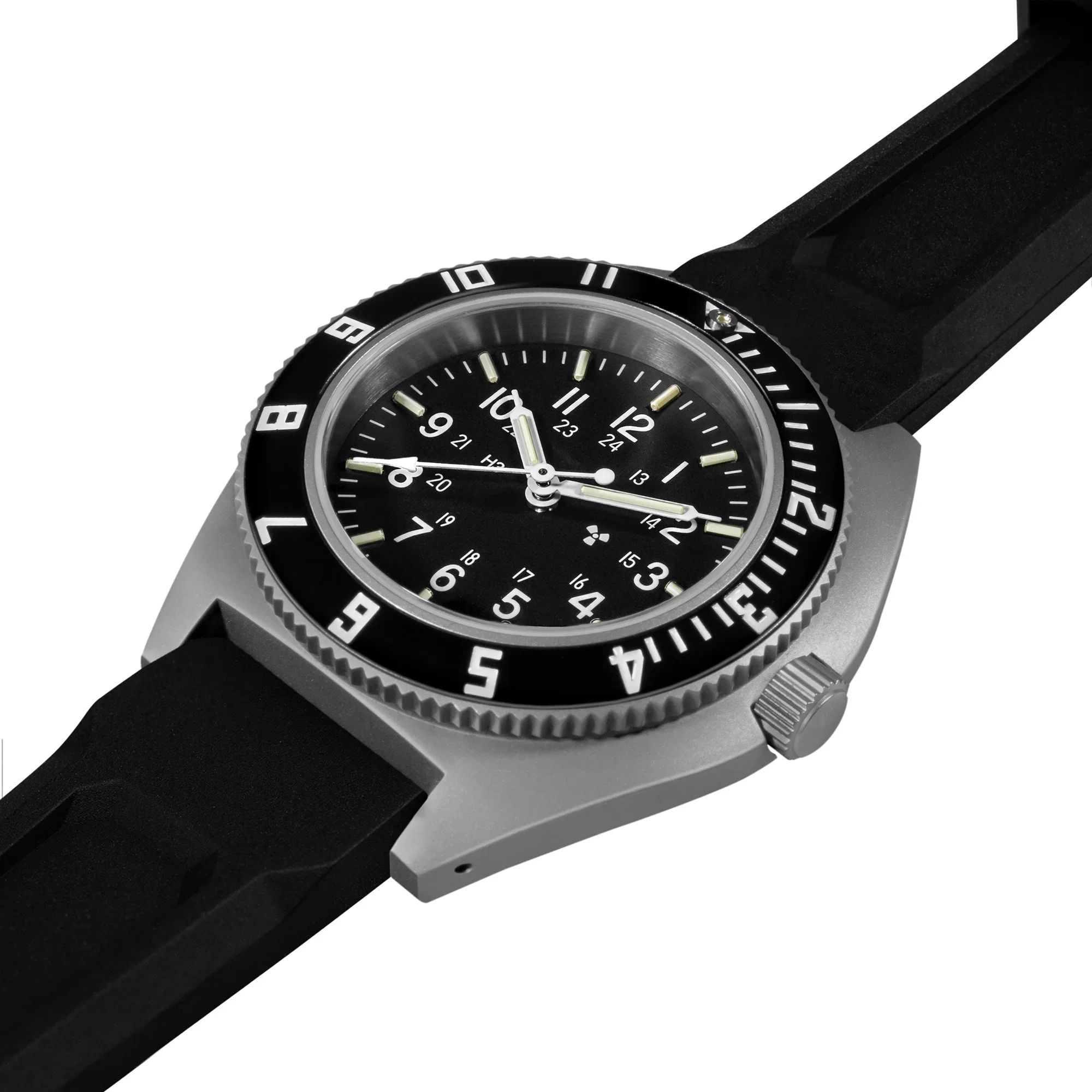 NAV, QUARTZ, SAPH, STE, COL: SS/BKPS 3PC RUBBER Black Sterile/3pc Rubber | Black Dial - Image 2