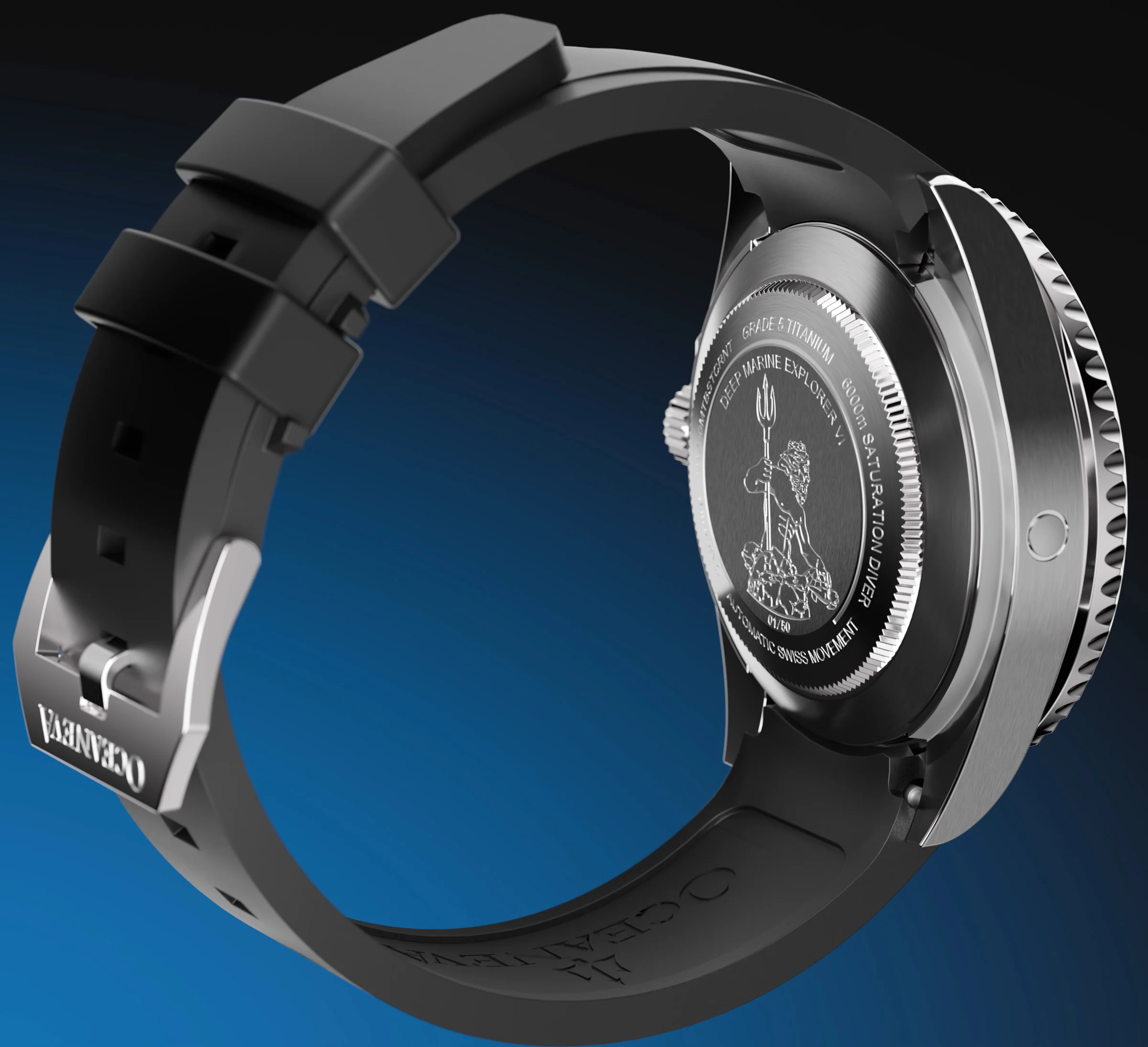 Oceaneva Deep Marine Explorer VI 6000M - Blue Titanium Automatic 6000m/BlueBurst | gradient blue Dial - Image 6