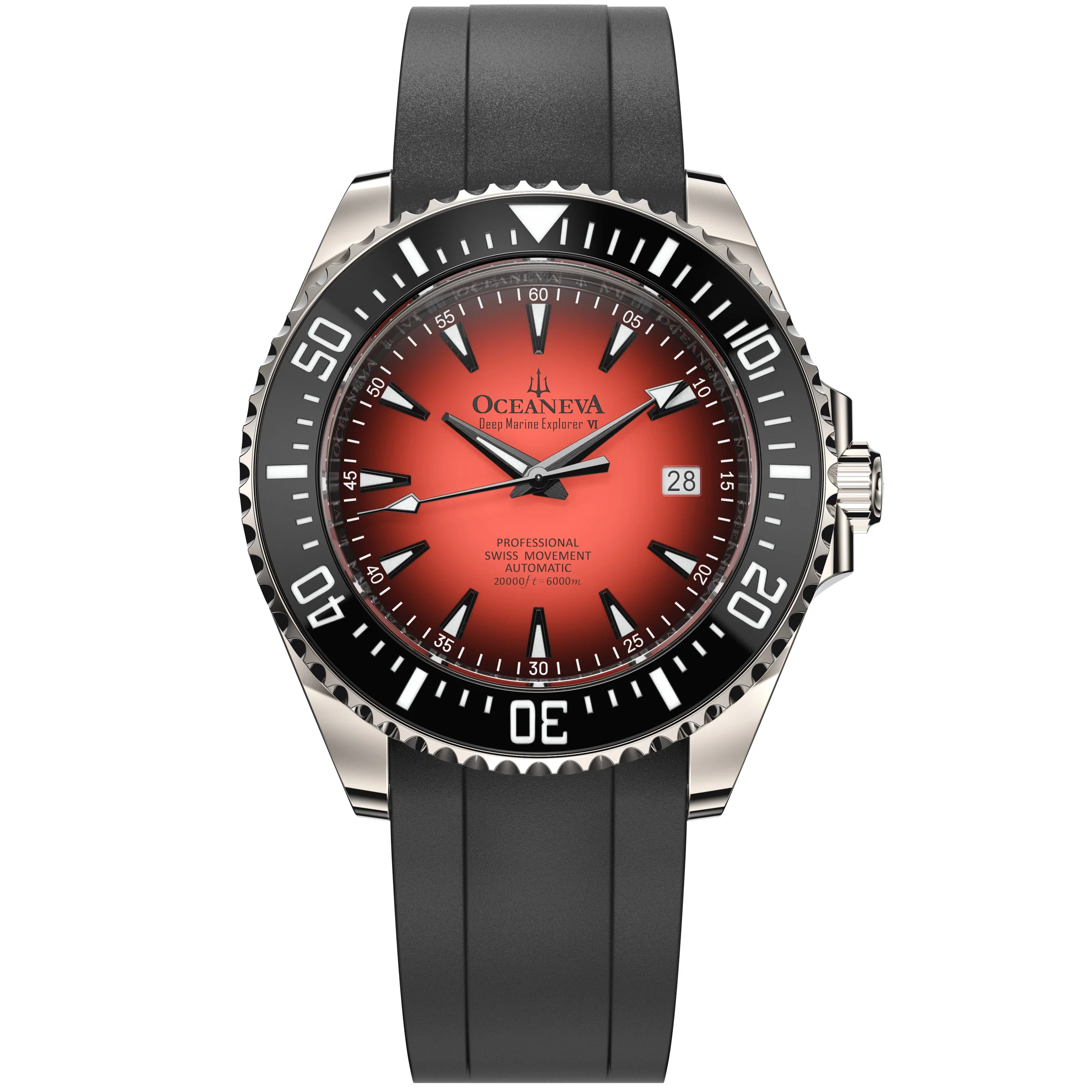 Oceaneva Deep Marine Explorer VI 6000M - Coral Titanium Automatic 6000m/CoralBurst | Coral Red Dial