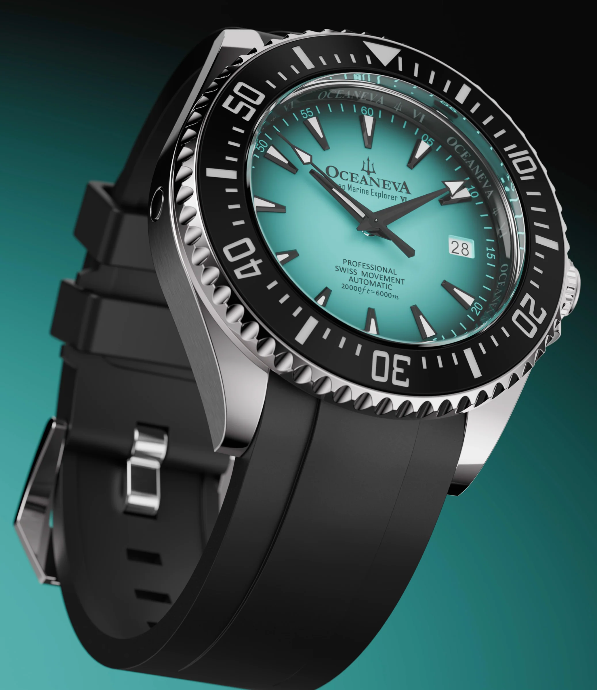 Oceaneva Deep Marine Explorer VI 6000M - Mint Titanium Automatic 6000m/MintBurst | Mint Dial - Image 2