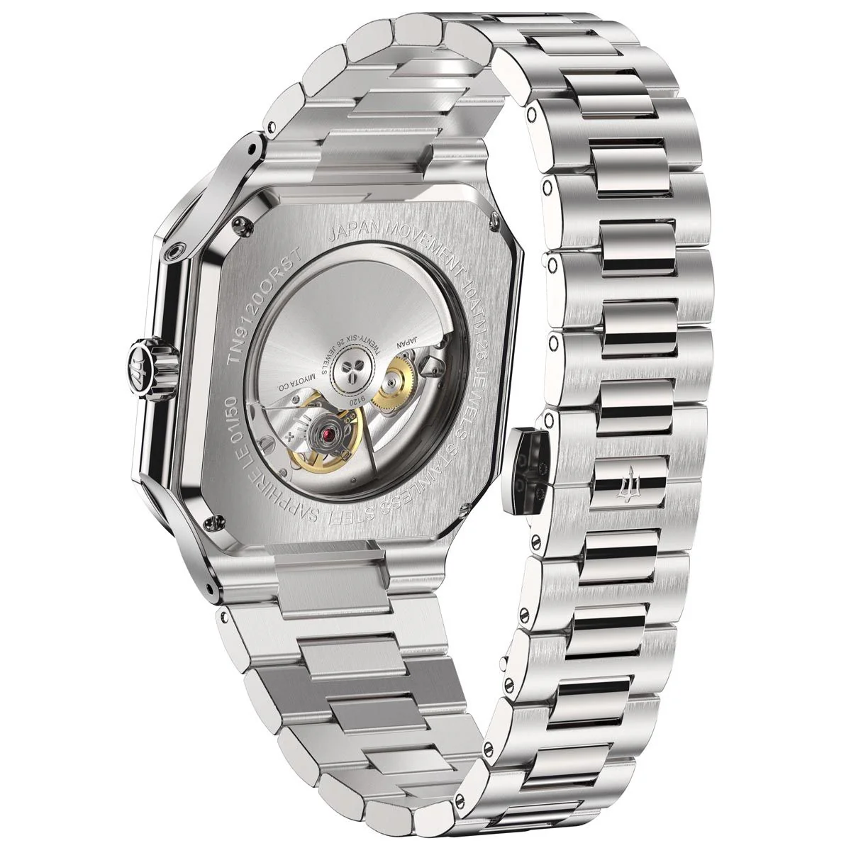 Tenuis Automatic Silver Bezel Watch | Orange Dial with Calendar - Image 5
