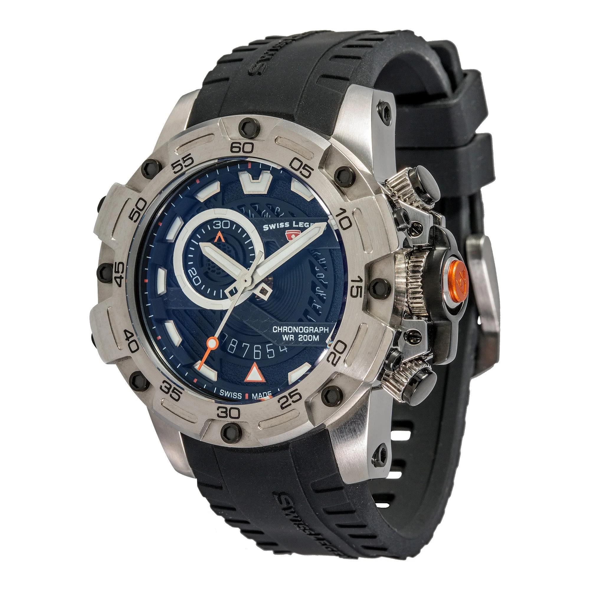 Orca Chronograph Blue Dial / Black Strap | Black Dial