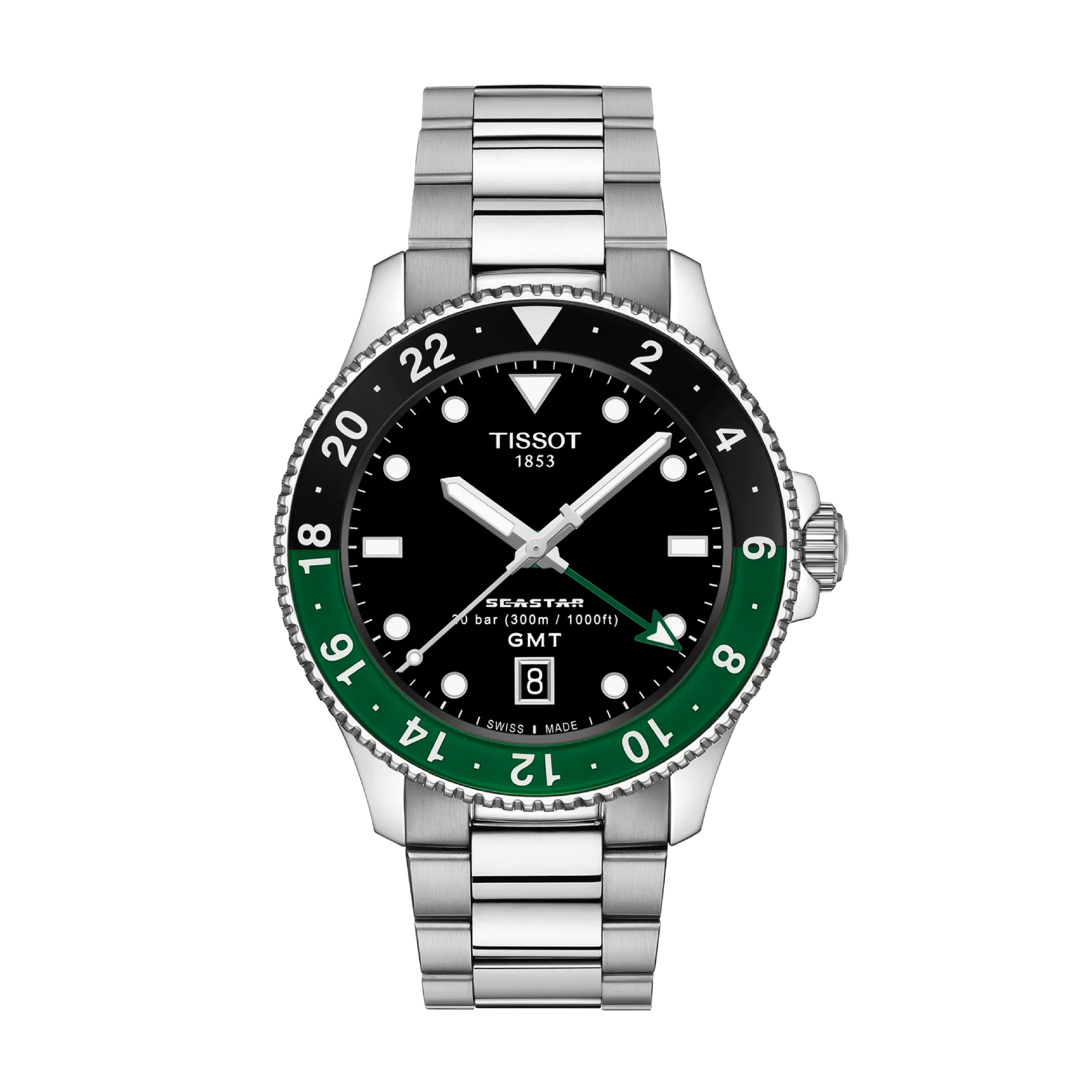 Seastar 1000 GMT Black / Stainless Steel | Black Dial