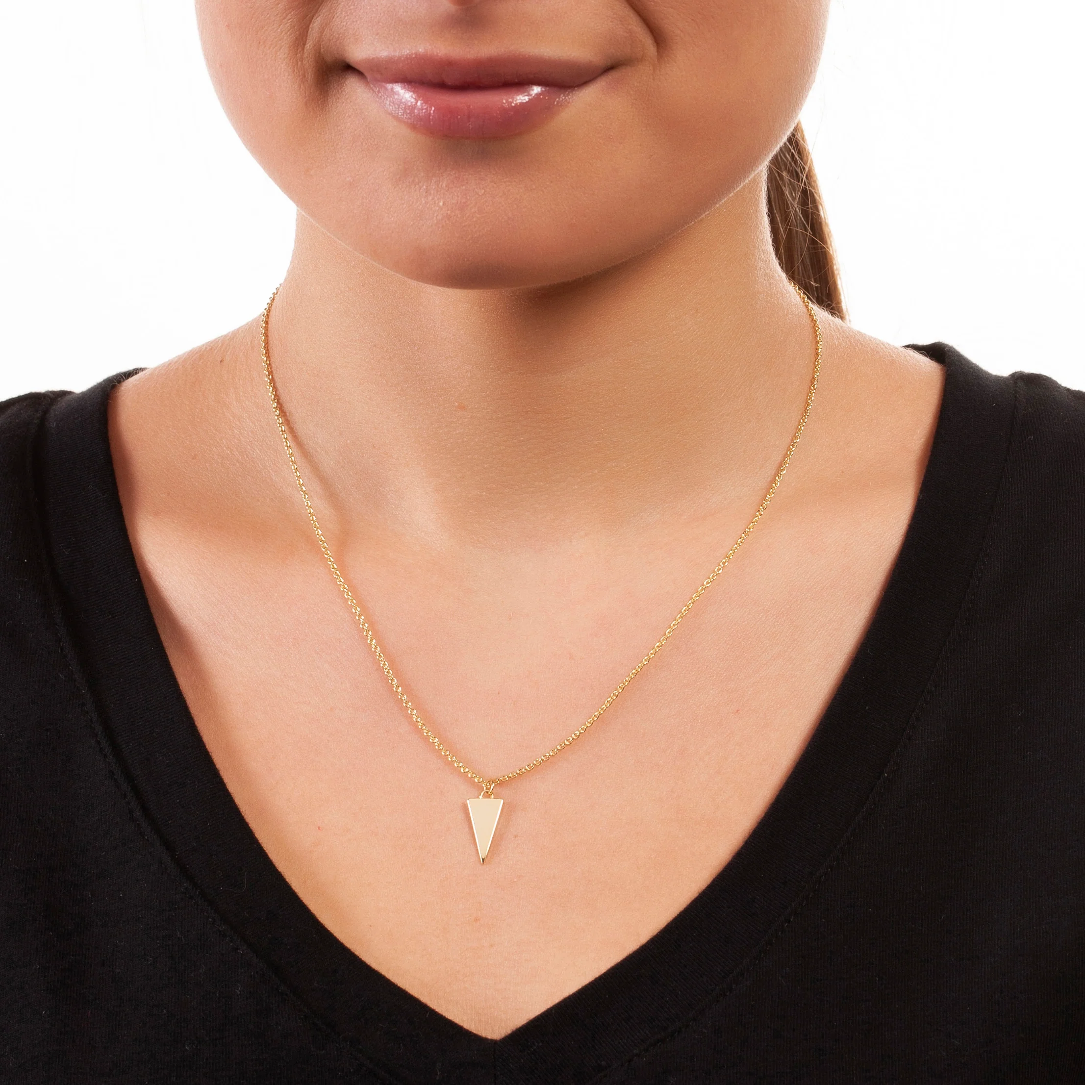 Sole du Soleil Women's 18K Yellow Gold Plated Minimalist Triangle Pendant Fashion Necklace 18k Yellow Gold - Image 2