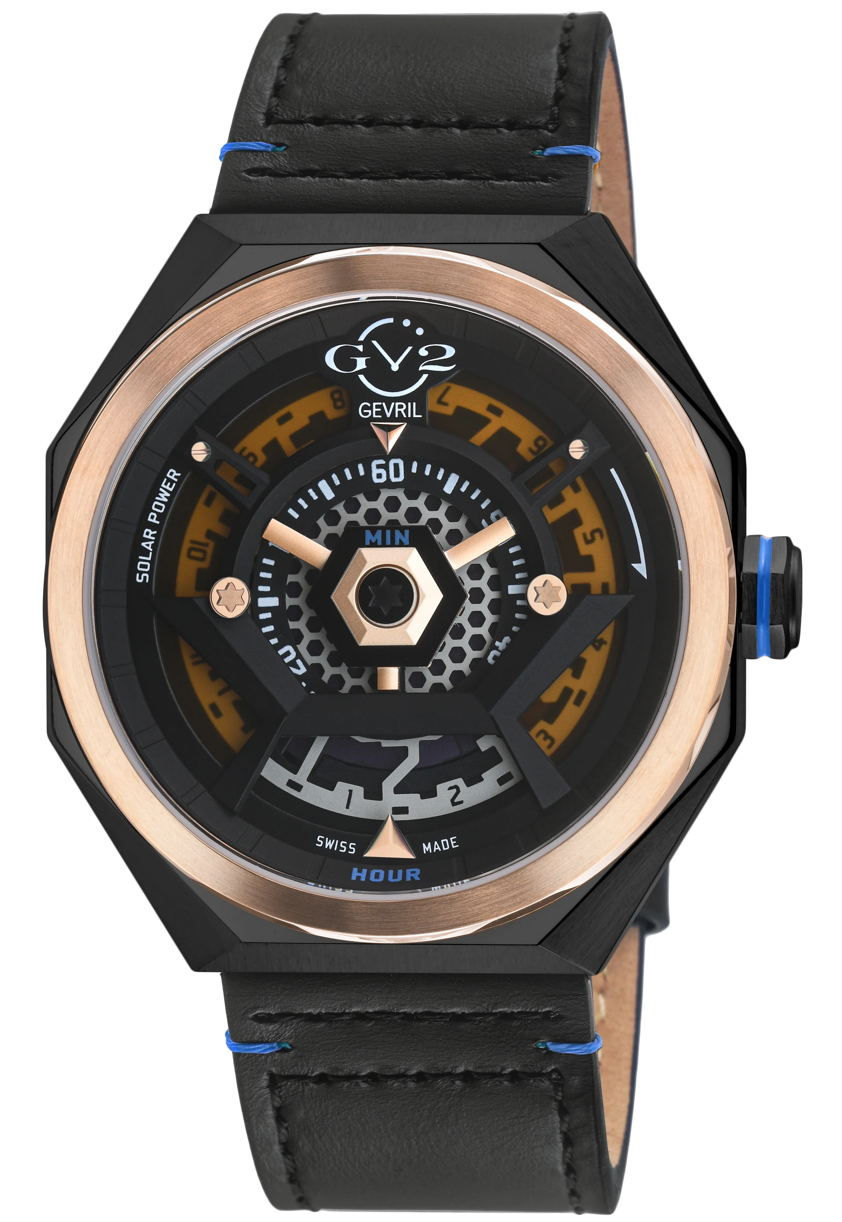 Stella Solare Swiss Ronda 212 Solar Quartz, 5 jewels, ultra-thin, Black/Brown subtle depth, dual-tone  dial | Black Dial