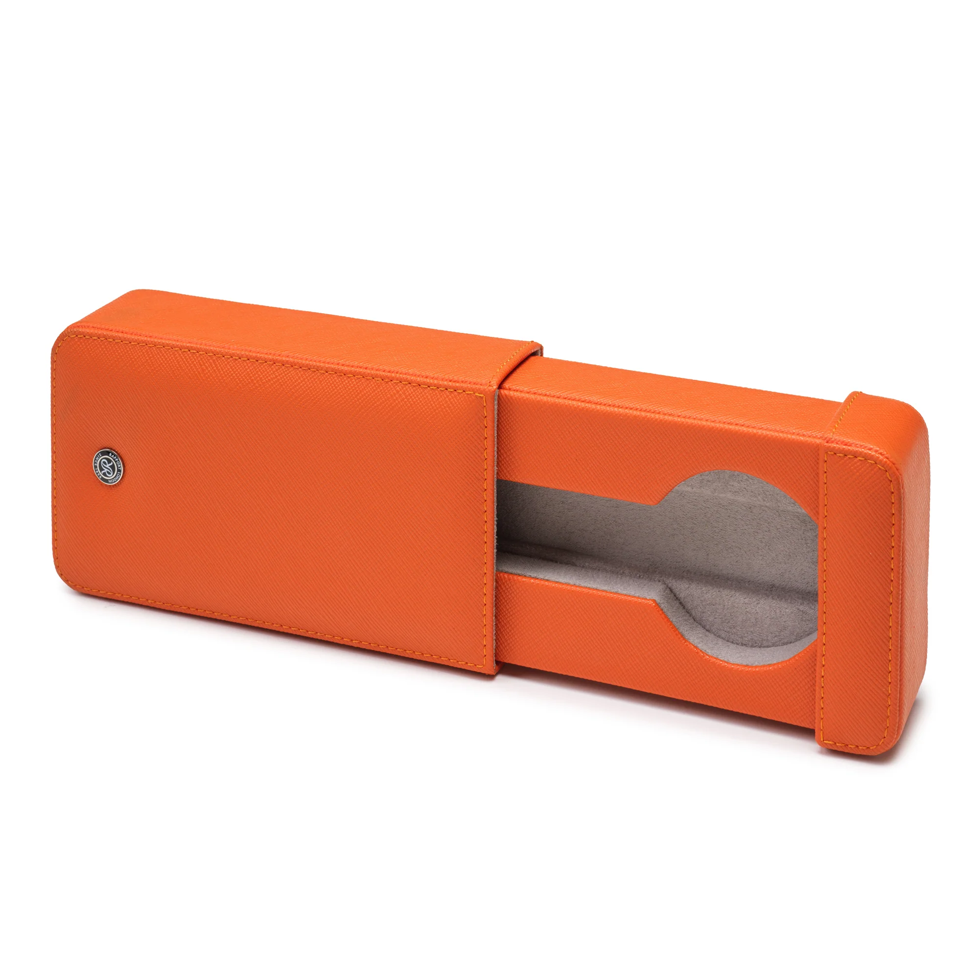 Via Leather Single Watch Slipcase Orange - Image 2