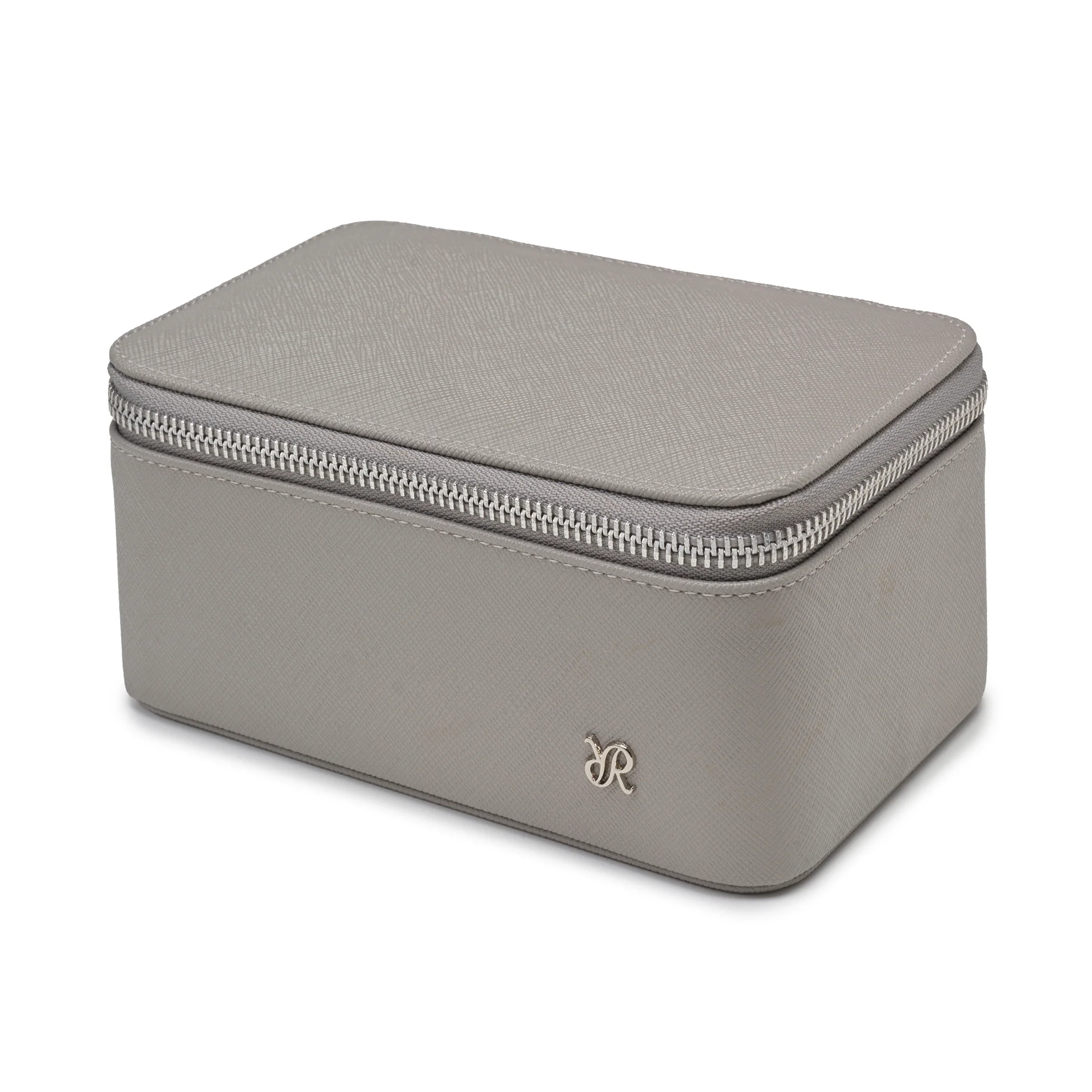 Via Leather Watch & Accessory Zip Case Grey